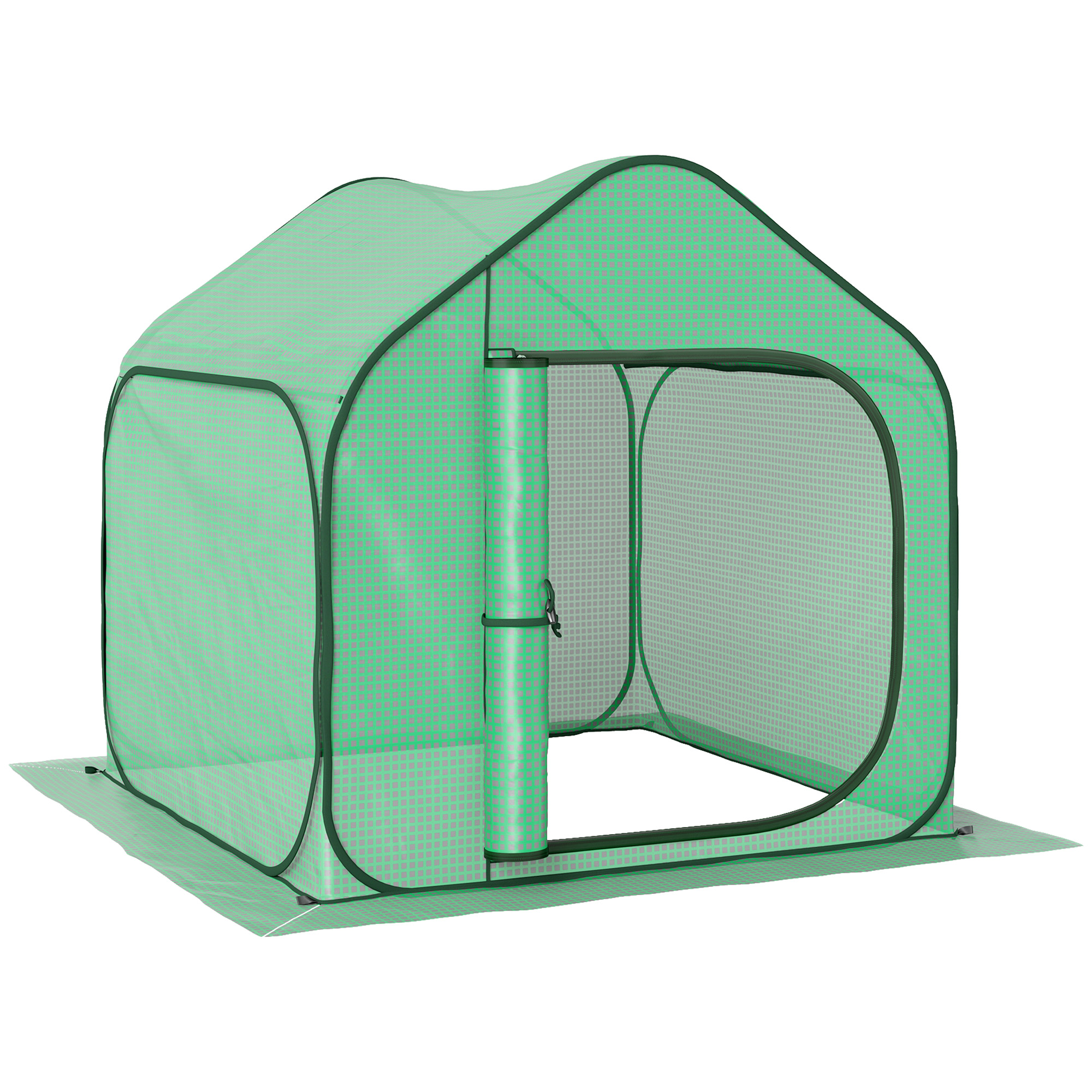 Outsunny Serra da Giardino a Casetta Pieghevole con Ingresso a Cerniera, in Acciaio e PE, 150x148x148 cm, Verde Aosom Italy