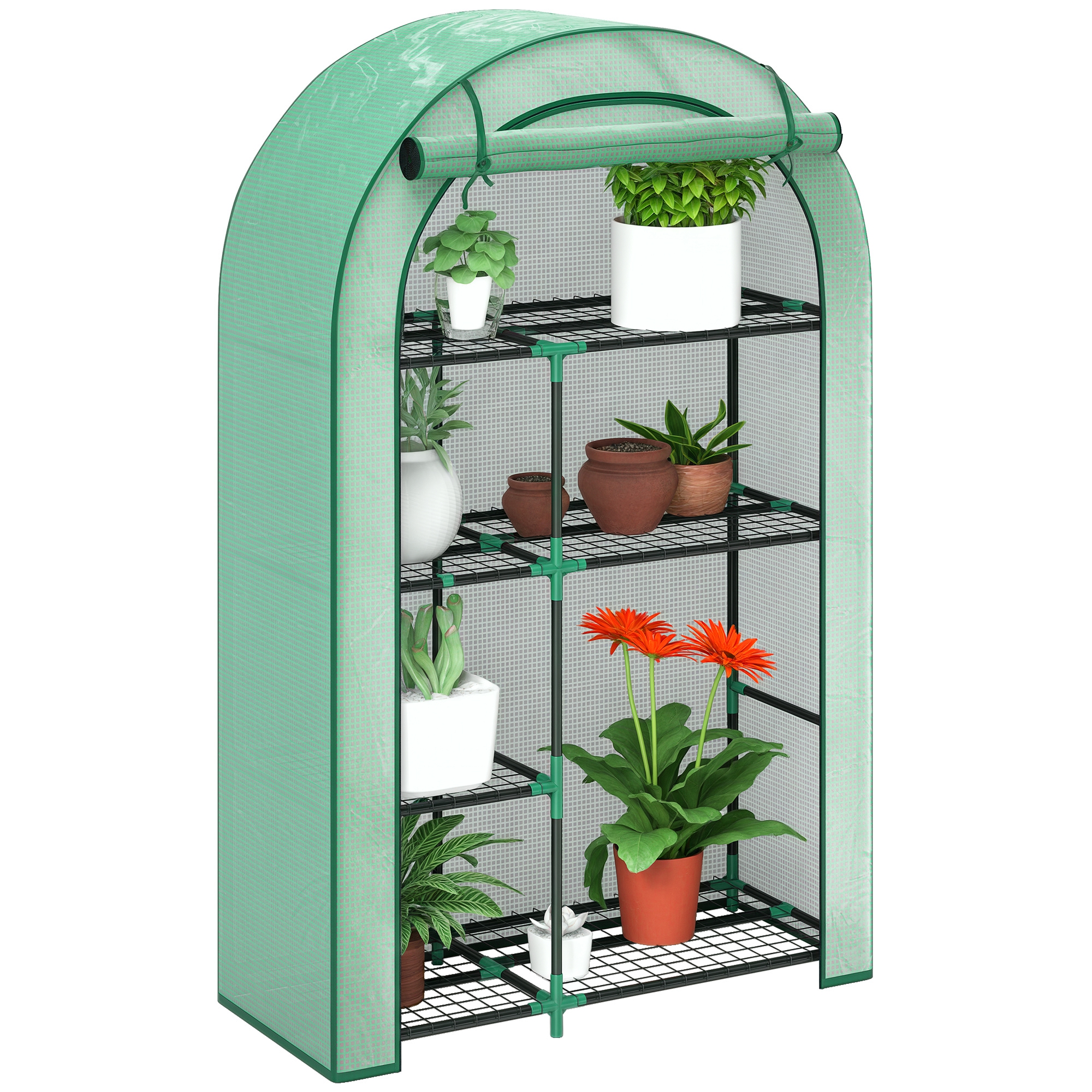 Outsunny Serra da Giardino a Parete a 4 Livelli con Porta a Cerniera, copertura in PE e raggi UV, 100x45x160 cm, Verde Aosom Italy Outsunny Serra da Giardino a Parete a 4 Livelli con Porta a Cerniera, copertura in PE e raggi UV, 100x45x160 cm, Verde Aosom Italy