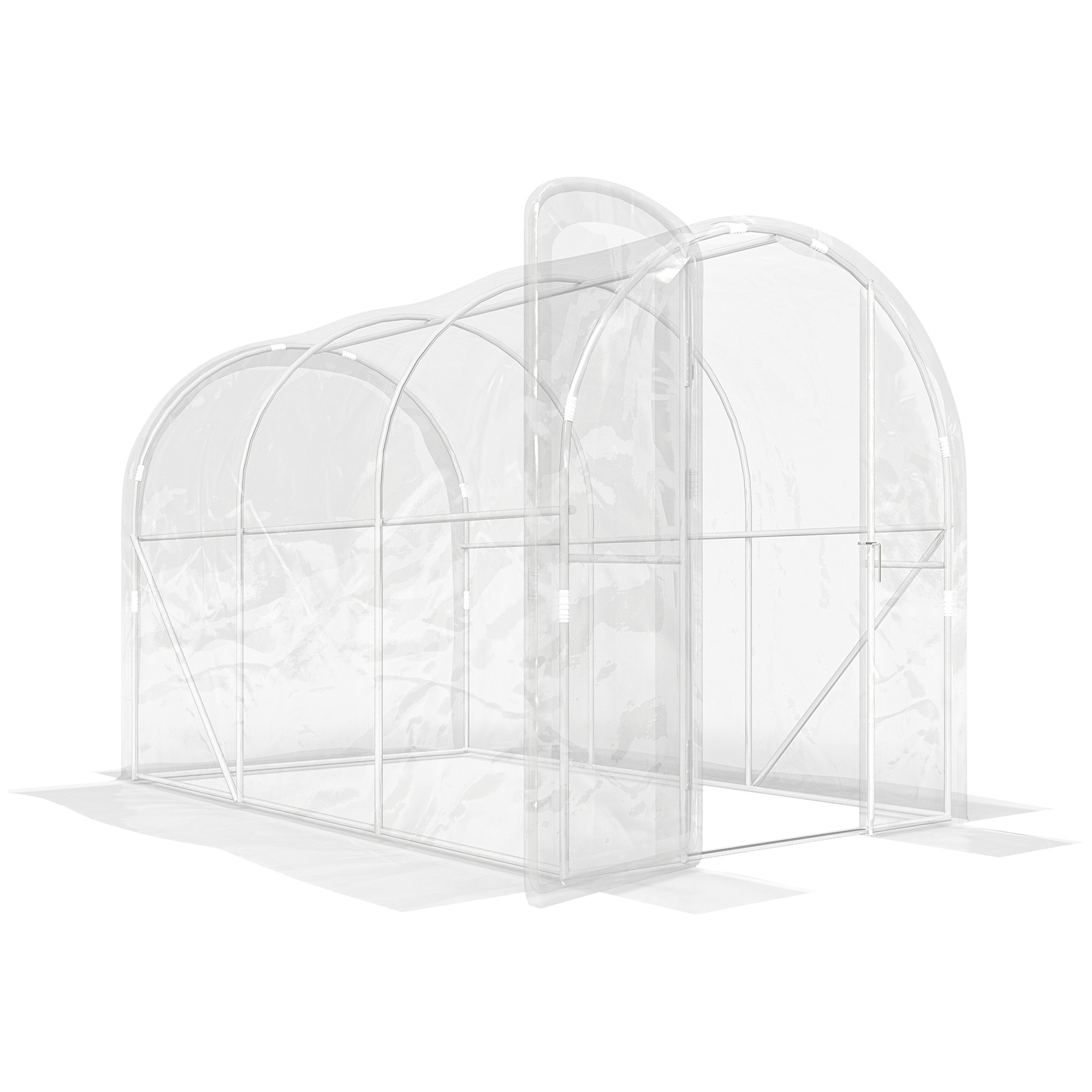 Outsunny Serra da giardino a tunnel 3 x 2 x 2 m 6 m² con porta a cerniera telo in PE 150 g/m² per ortaggi piante fiori Aosom Italy