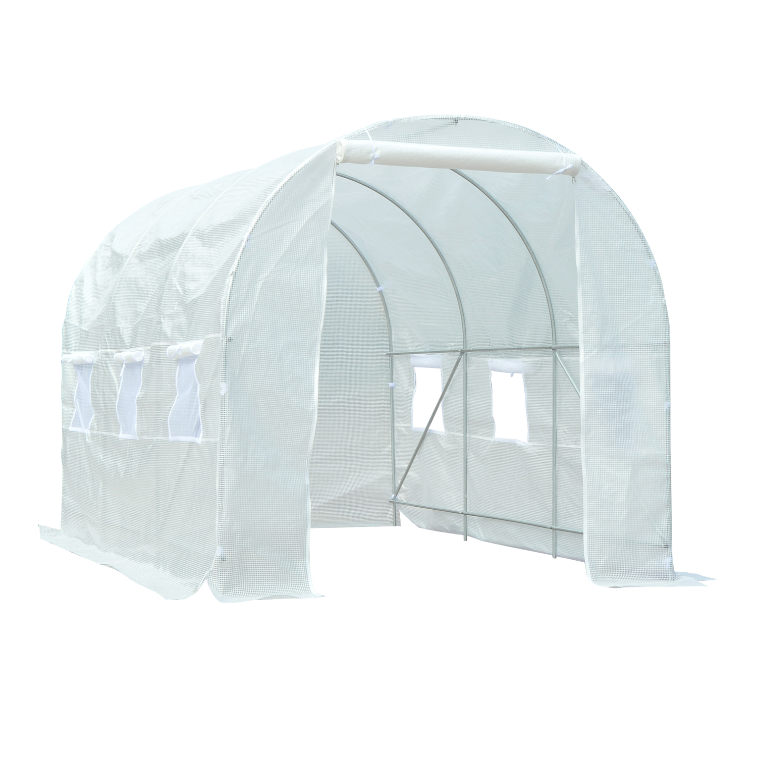 Outsunny Serra da Giardino a Tunnel 3.5x2x2m in PE Anti-UV con Porta e 6 Finestre Avvolgibili, Struttura in Metallo,Serra per Orto Bianco Aosom Italy Outsunny Serra da Giardino a Tunnel 3.5x2x2m in PE Anti-UV con Porta e 6 Finestre Avvolgibili, Struttura in Metallo,Serra per Orto Bianco Aosom Italy
