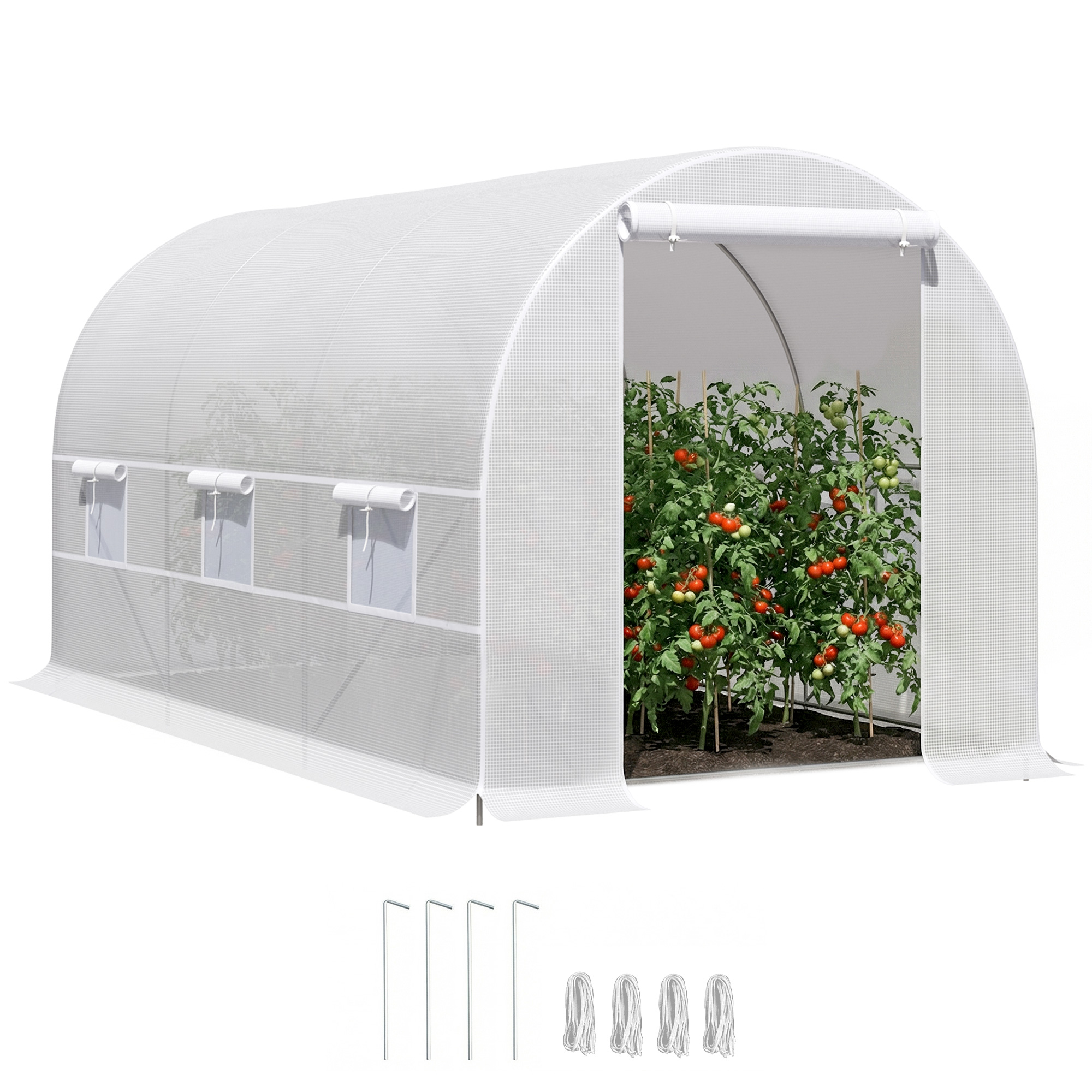 Outsunny Serra da Giardino a Tunnel 4x2x2m con Porta e 6 Finestre Avvolgibili Anti-Raggi UV, Serra per Orto in Polietilene, Verde, Aosom Italy Outsunny Serra da Giardino a Tunnel 4x2x2m con Porta e 6 Finestre Avvolgibili Anti-Raggi UV, Serra per Orto in Polietilene, Verde, Aosom Italy
