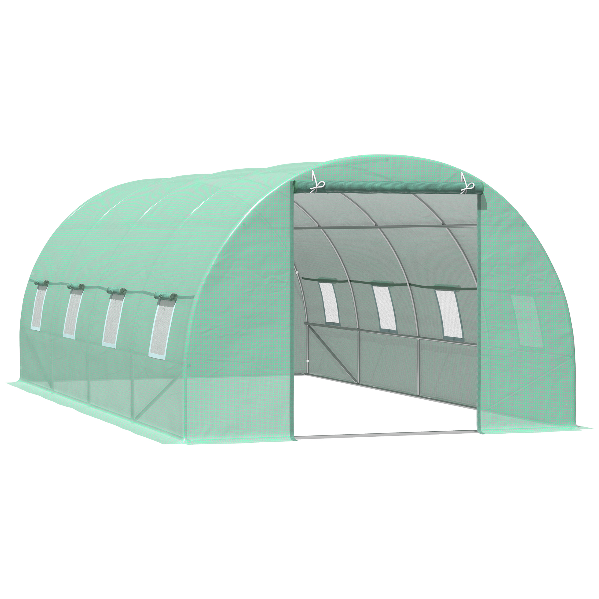 Outsunny Serra da Giardino a Tunnel da Esterno in Acciaio e PE con 8 Finestre 5.95 x 3 x 2m Verde Aosom Outsunny Serra da Giardino a Tunnel da Esterno in Acciaio e PE con 8 Finestre 5.95 x 3 x 2m Verde Aosom