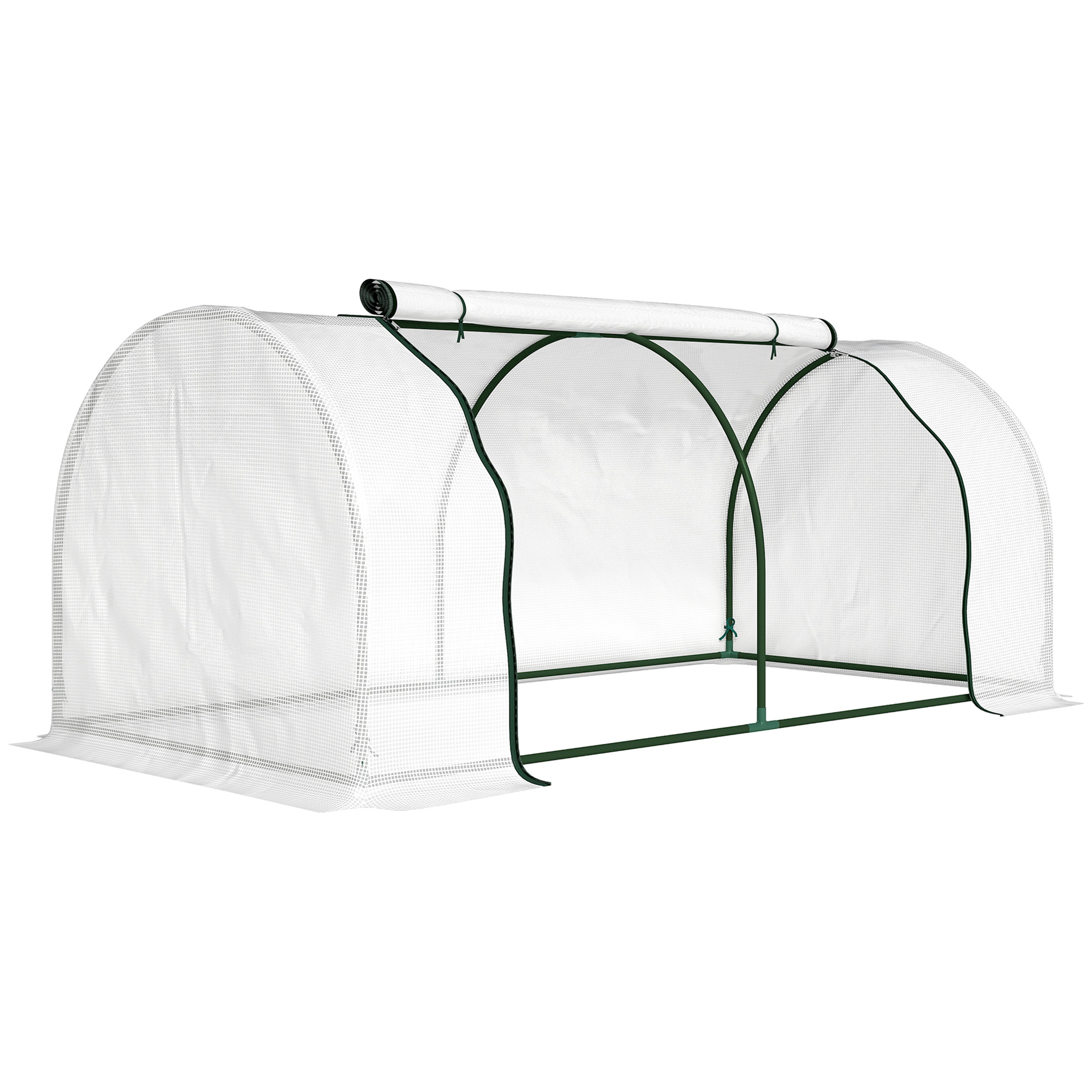 Outsunny Serra da giardino a Tunnel in Acciaio e con Copertura in PVC, 200x100x80 cm, Bianco Aosom Italy