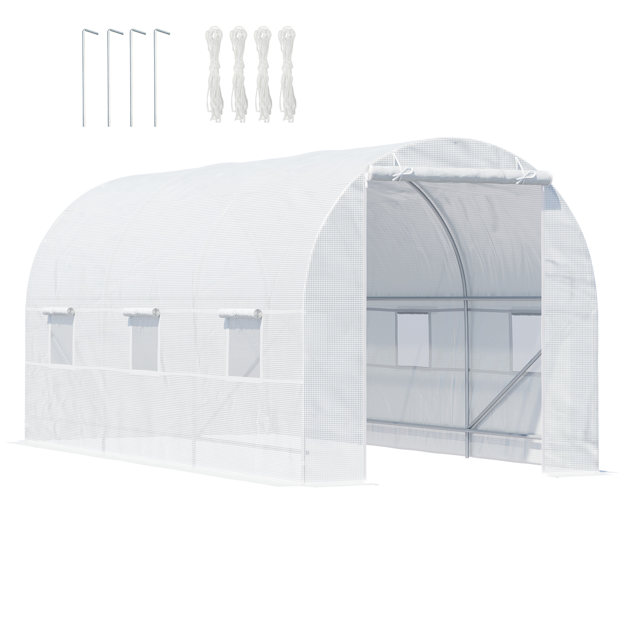 Outsunny Serra da Giardino a Tunnel Per Piante in PE con Tubi in Ferro, 450 x 200 x 200cm Bianco Aosom Outsunny Serra da Giardino a Tunnel Per Piante in PE con Tubi in Ferro, 450 x 200 x 200cm Bianco Aosom