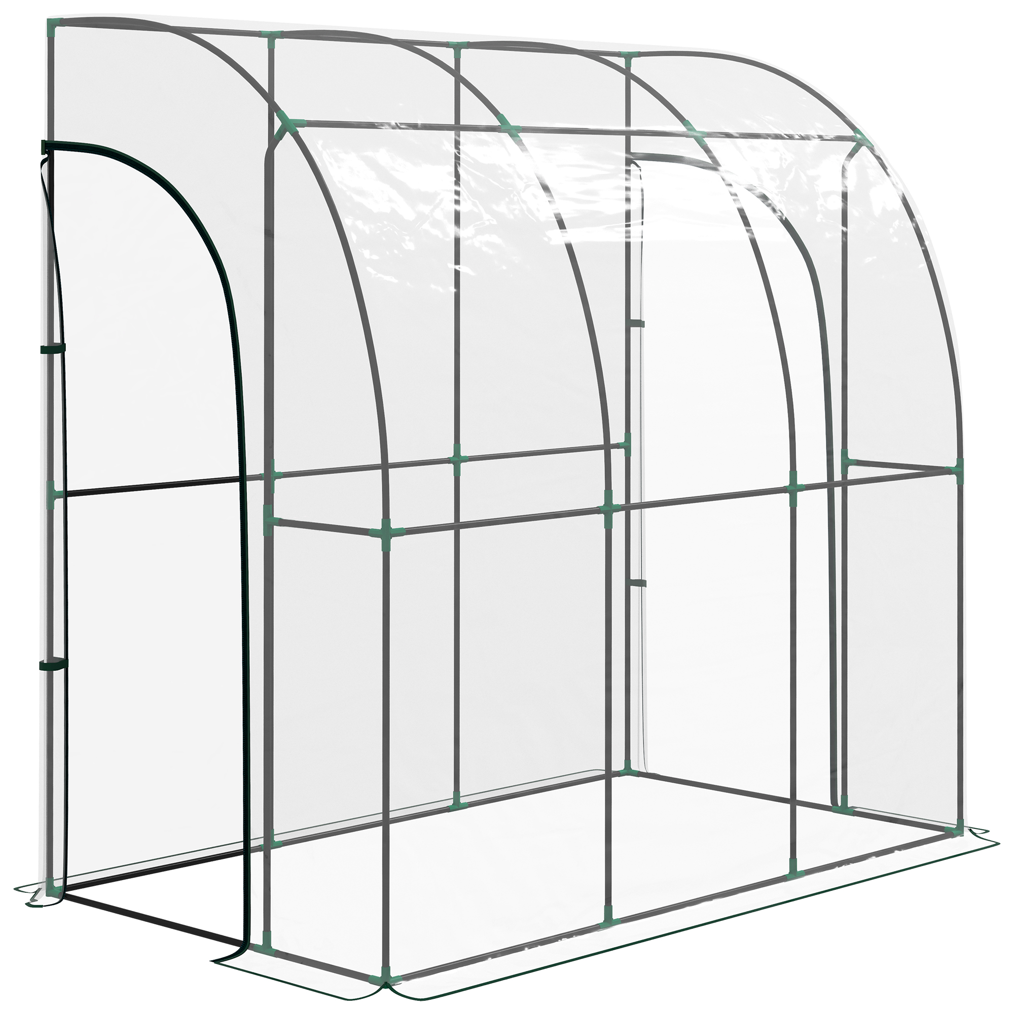 Outsunny Serra da giardino addossata, serra da balcone, telo rinforzato in PVC, 2 porte avvolgibili, 214 x 118 x 212 cm, trasparente Aosom Italy
