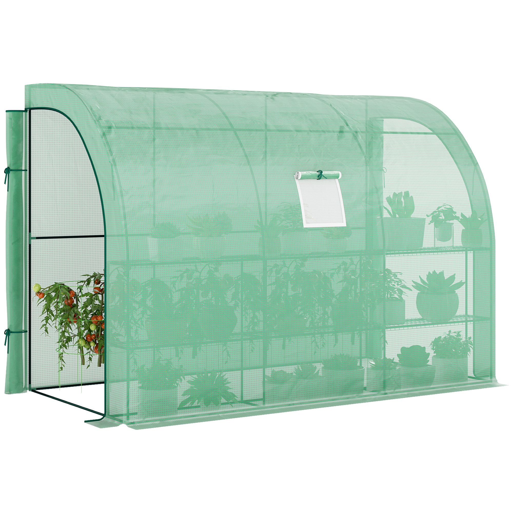 Outsunny Serra da Giardino con 3 Piani e Porte a Rullo, Copertura in Plastica per Resistente ai Raggi UV, 300L x 150P x 213A cm, Verde Aosom Italy Outsunny Serra da Giardino con 3 Piani e Porte a Rullo, Copertura in Plastica per Resistente ai Raggi UV, 300L x 150P x 213A cm, Verde Aosom Italy