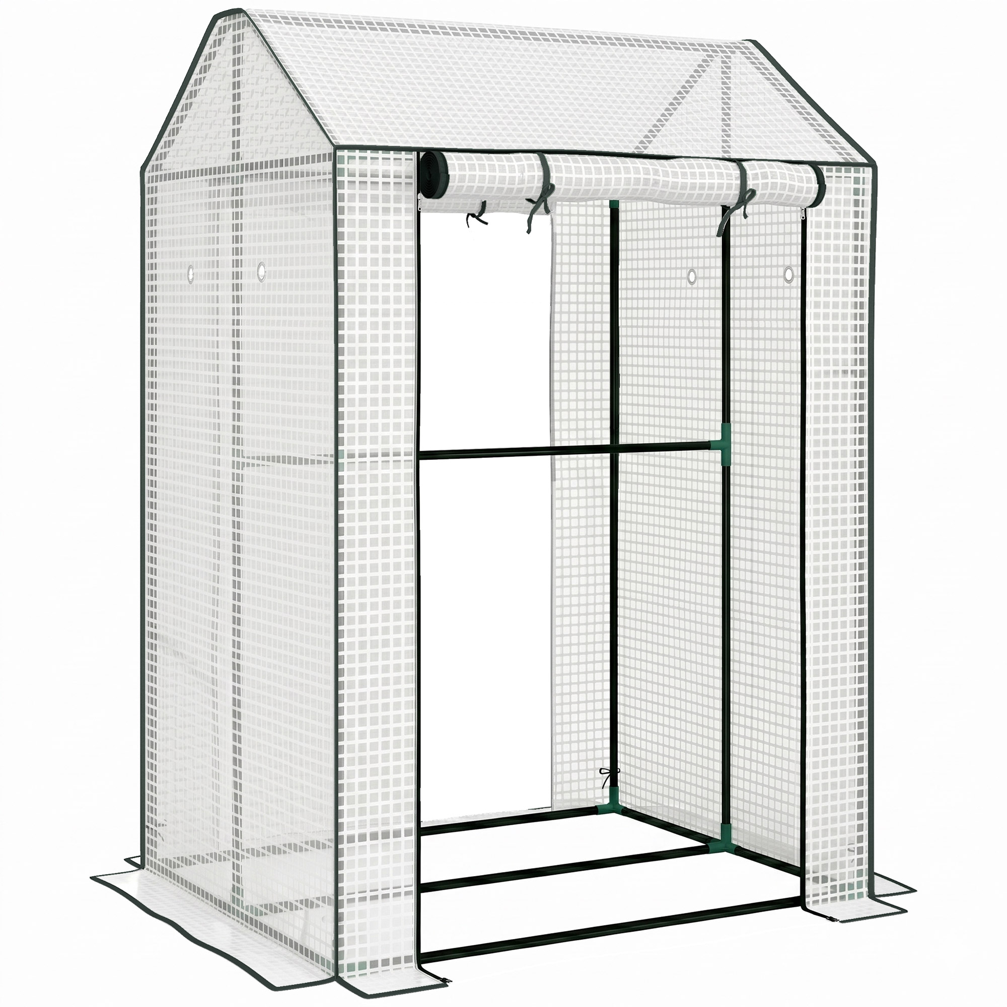 Outsunny Serra da Giardino con Copertura in PE, 2 Zone Separate e Porte Avvolgibili, 100x80x150cm Aosom