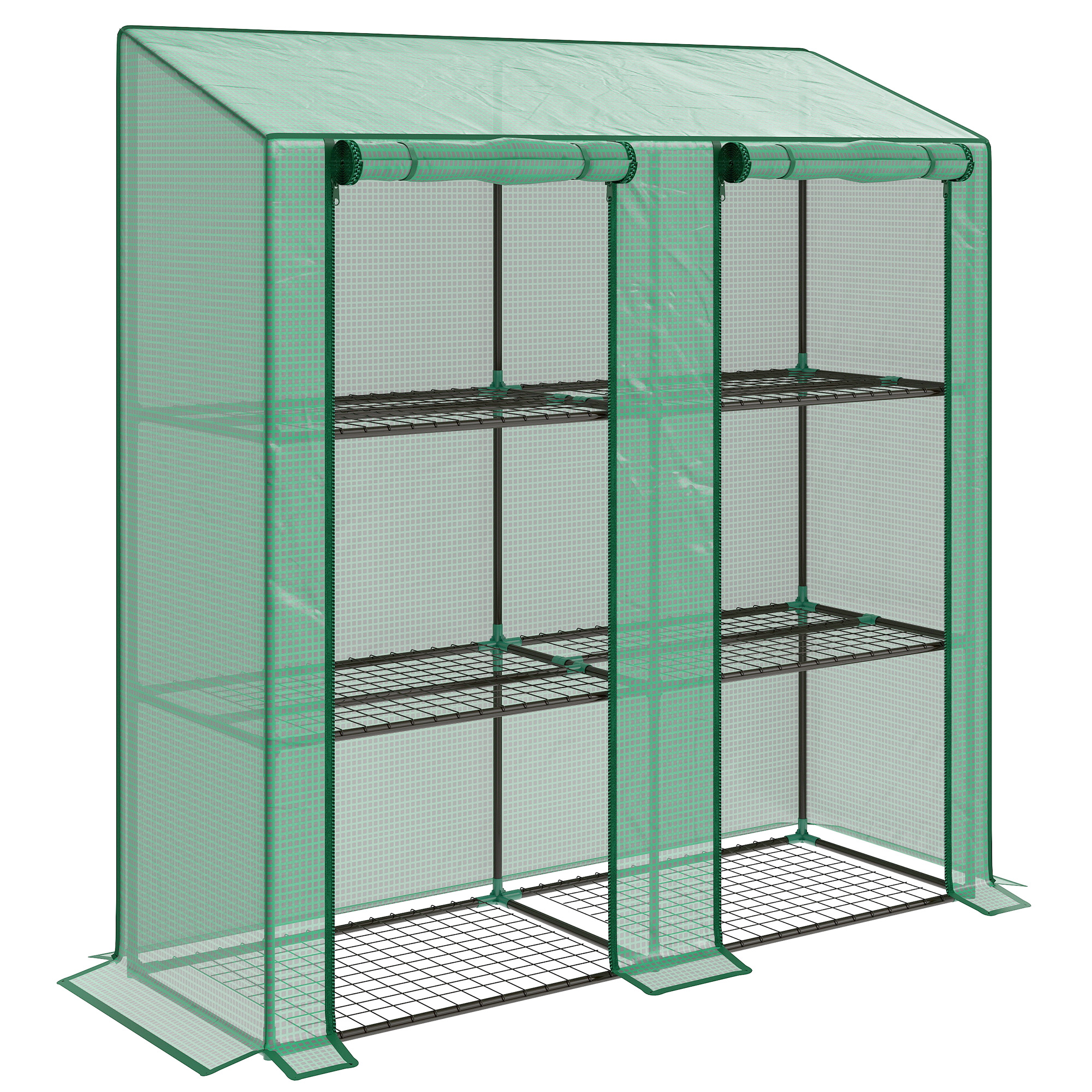 Outsunny Serra da Giardino con Copertura in PE, 6 Mensole e 2 Porte Avvolgibili, 143x46x151cm, Verde Aosom Outsunny Serra da Giardino con Copertura in PE, 6 Mensole e 2 Porte Avvolgibili, 143x46x151cm, Verde Aosom