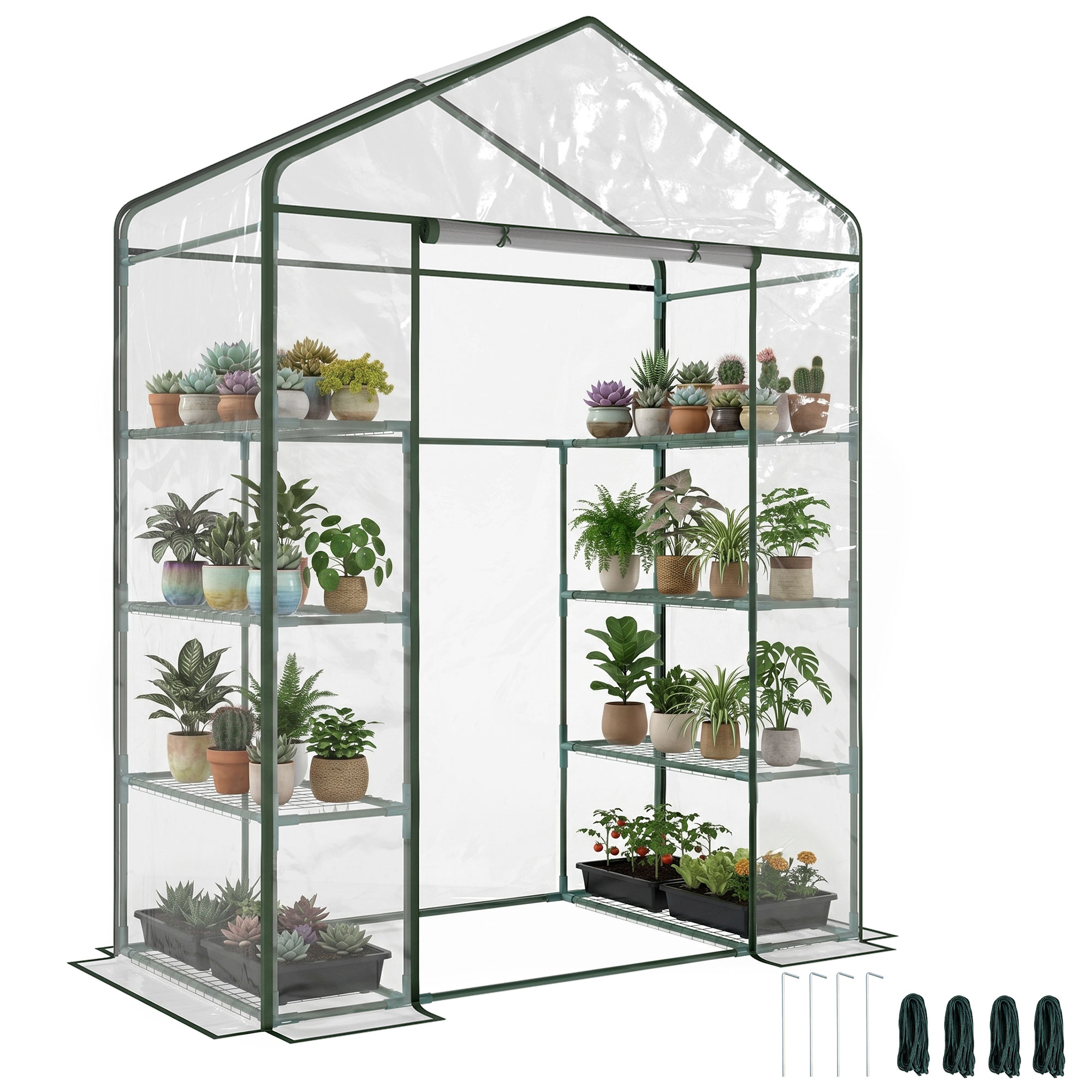 Outsunny Serra da Giardino con Porta Avvolgibile, in Acciaio e PVC Trasparente, per balcone, patio, terrazza, 143x73x195cm Aosom Ita