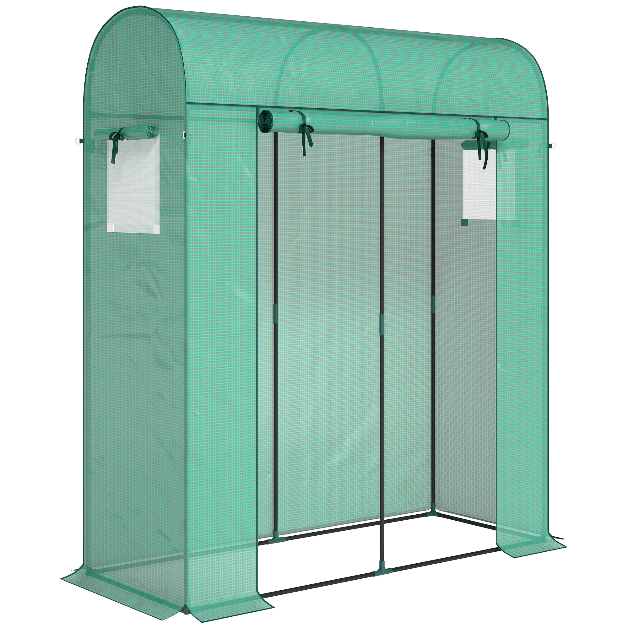 Outsunny Serra da Giardino con Rivestimento in PE, Porta Avvolgibile e Finestre a Rete, 170x68x200 cm, Verde Aosom Italy