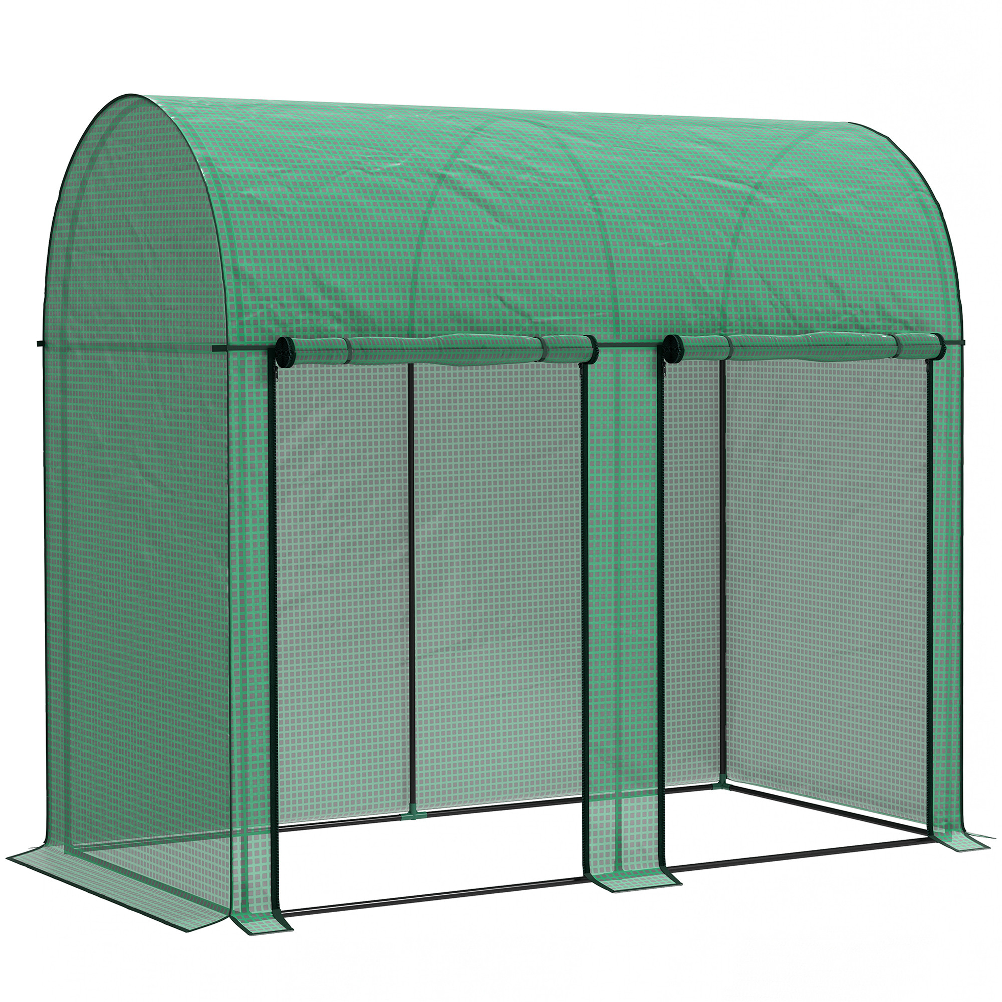 Outsunny Serra da Giardino da 2 m², 2 Porte Avvolgibili, Copertura in PE 140g/m² Anti-UV, 2x1x1.78m, Verde Aosom Italy