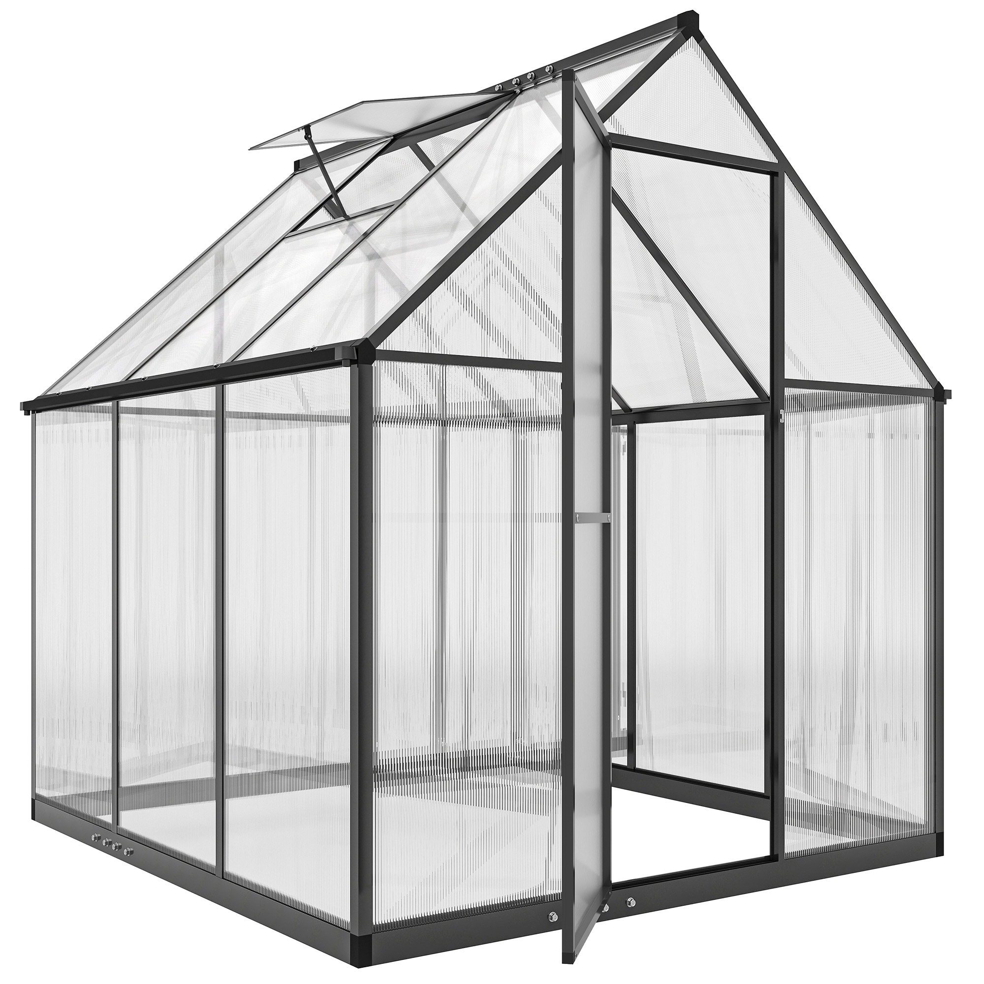 Outsunny Serra da giardino in alluminio e policarbonato, serra con finestra regolabile porta a battente resistente alle intemperie trasparente Aosom Italy