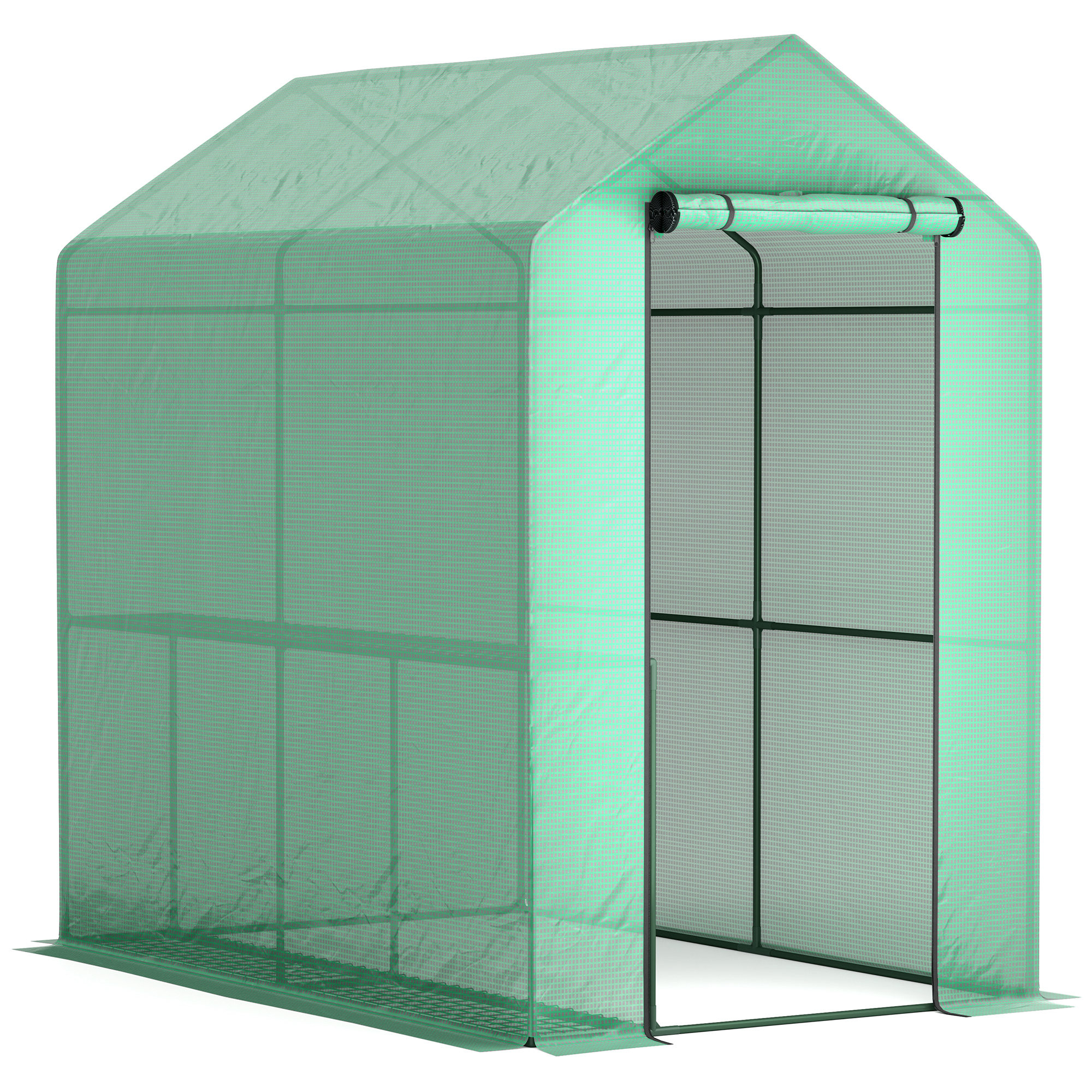 Outsunny Serra da giardino in PE ripiano 2 livelli, serra da balcone, telo rinforzato 140 g/m², telaio in acciaio, 186x120x190cm, verde Aosom Italy