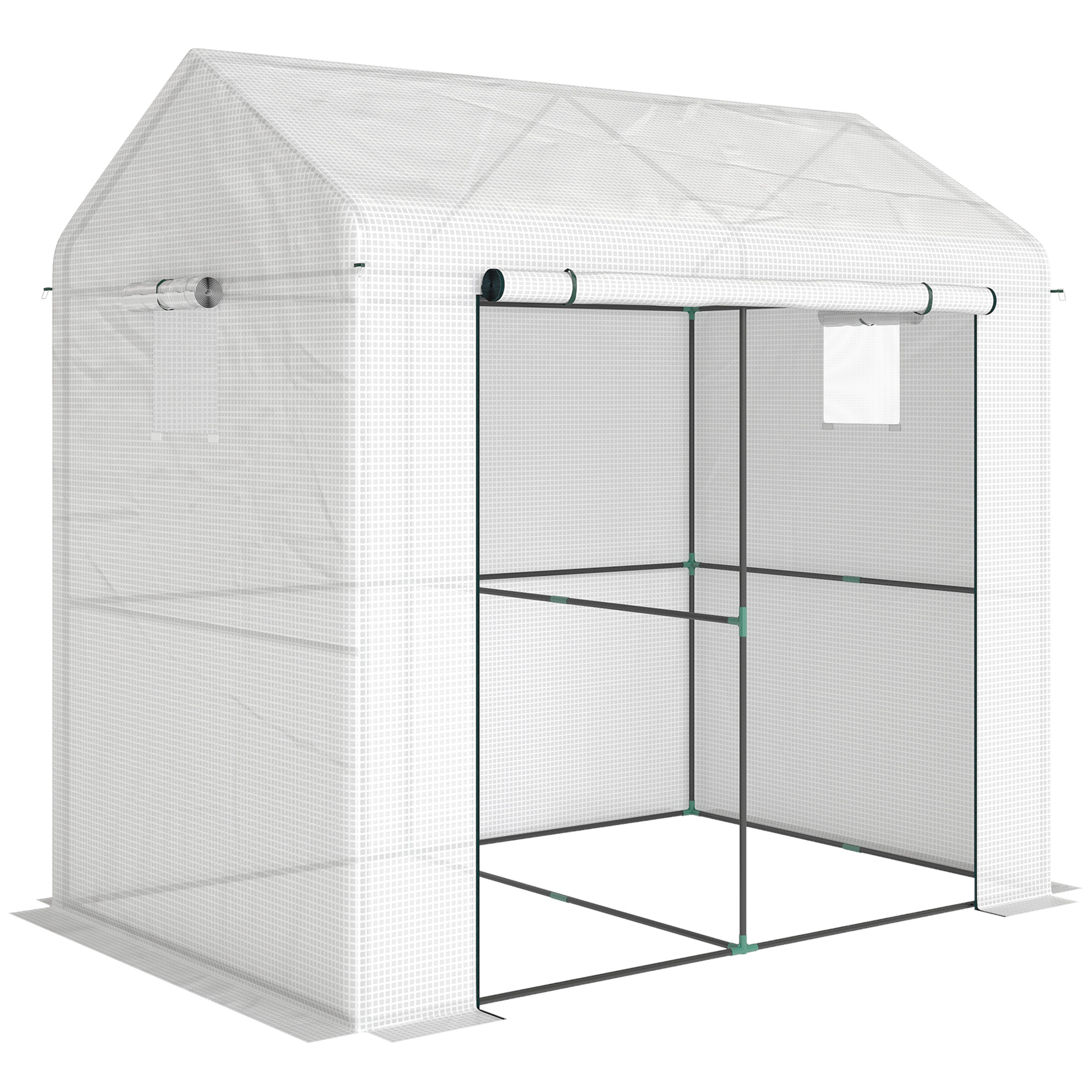 Outsunny Serra da giardino in PE, serra da balcone, telo rinforzato 135 g/m², telaio in acciaio, porta con zip, 200 x 140 x 200 cm, bianco Aosom Italy Outsunny Serra da giardino in PE, serra da balcone, telo rinforzato 135 g/m², telaio in acciaio, porta con zip, 200 x 140 x 200 cm, bianco Aosom Italy