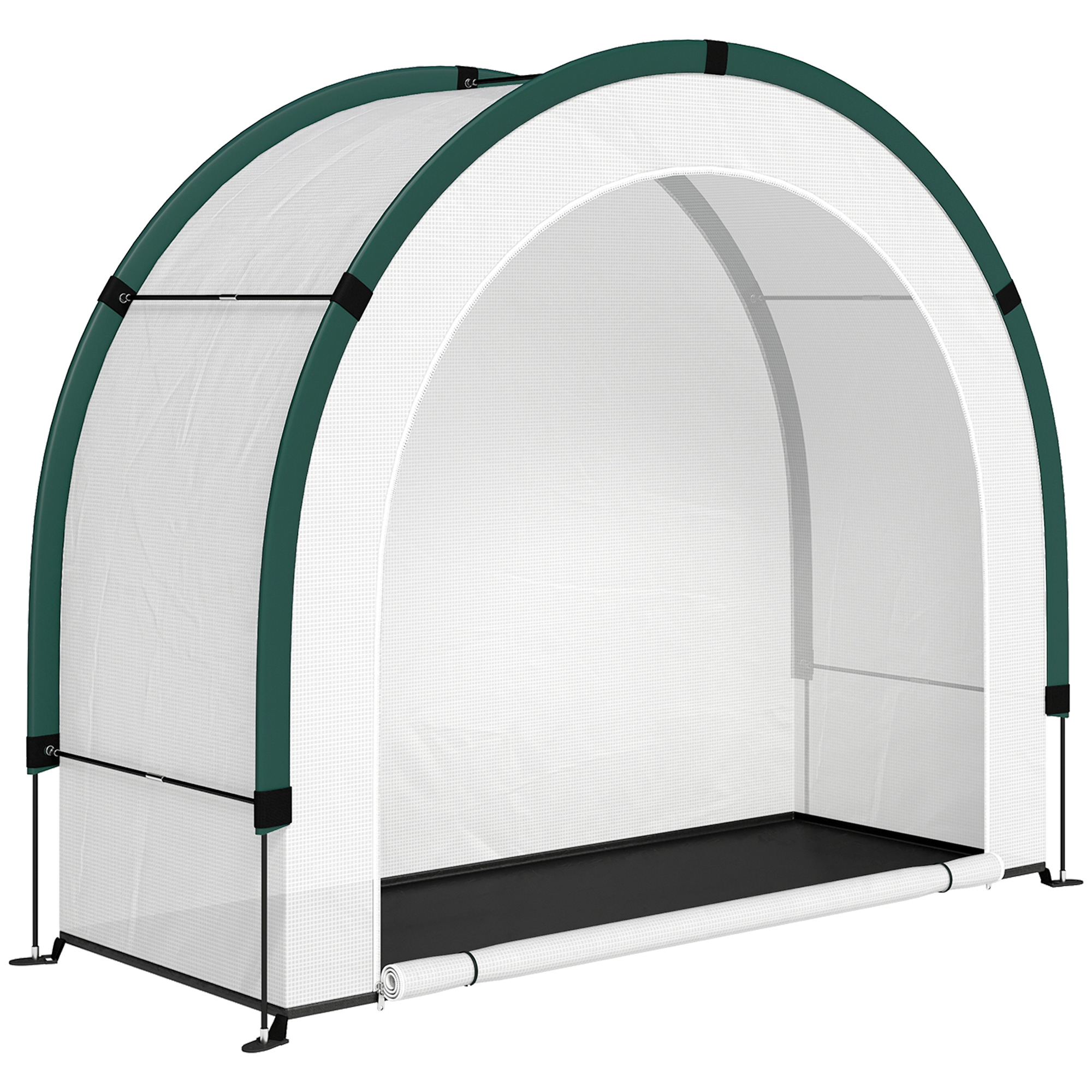 Outsunny Serra da giardino pieghevole e portatile, piccola serra da balcone in telo PE con porta con zip, 200 x 80 x 164 cm, Verde Aosom Italy