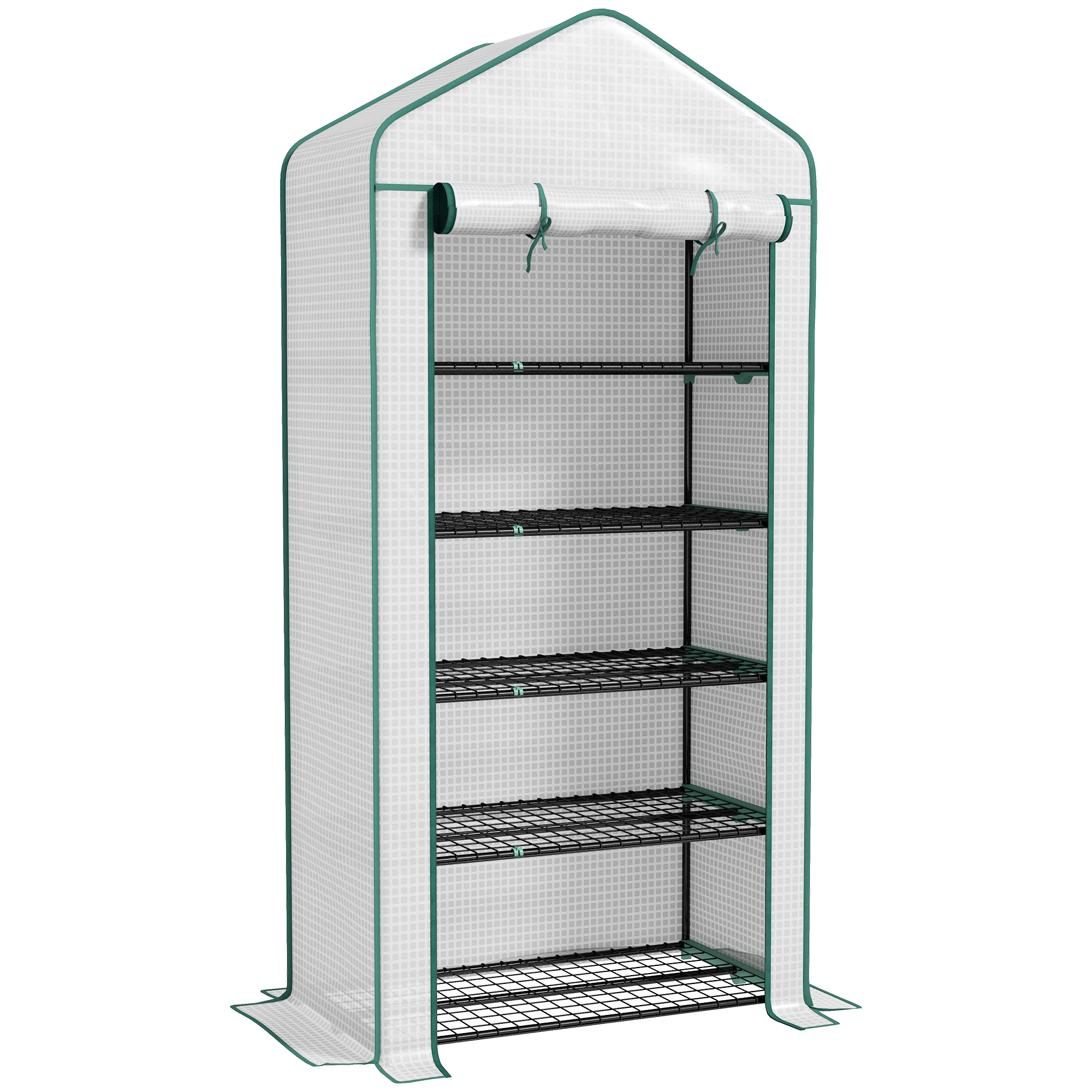 Outsunny Serra da giardino Serra 5 ripiani con 1 porta arrotolabile, Telo in PE Rinforzato Resistente dim. 90L x 49l x 193A cm Outsunny Serra da giardino Serra 5 ripiani con 1 porta arrotolabile, Telo in PE Rinforzato Resistente dim. 90L x 49l x 193A cm