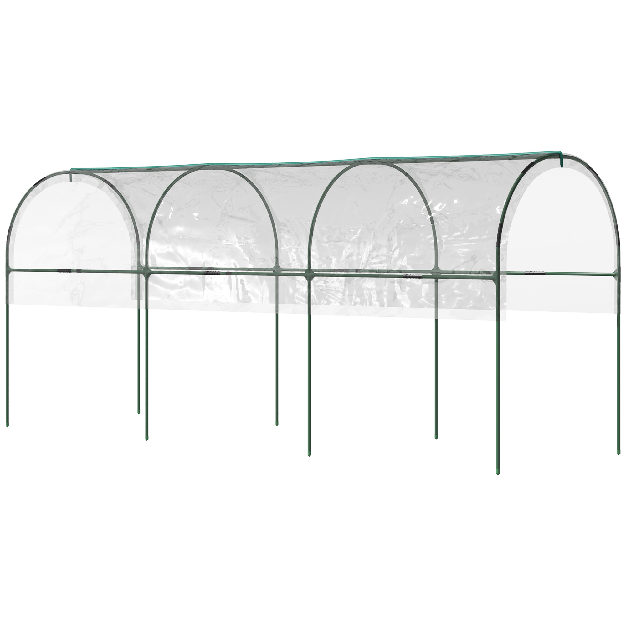 Outsunny Serra da giardino serra a pomodori 4 archi in acciaio copertura in PVC 4 x 1,23 x 1,71 m verde