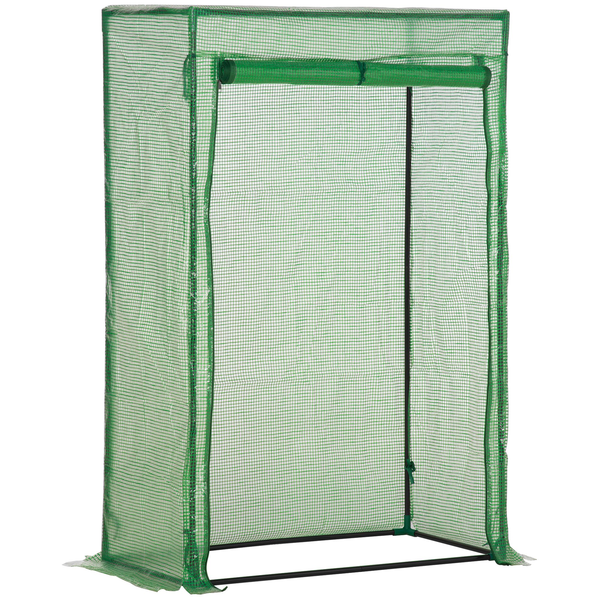 Outsunny Serra da giardino, serra da balcone, telo rinforzato in PE, telaio in acciaio, porta avvolgibile con cerniera, 100 x 50 x 150 cm verde Aosom Italy