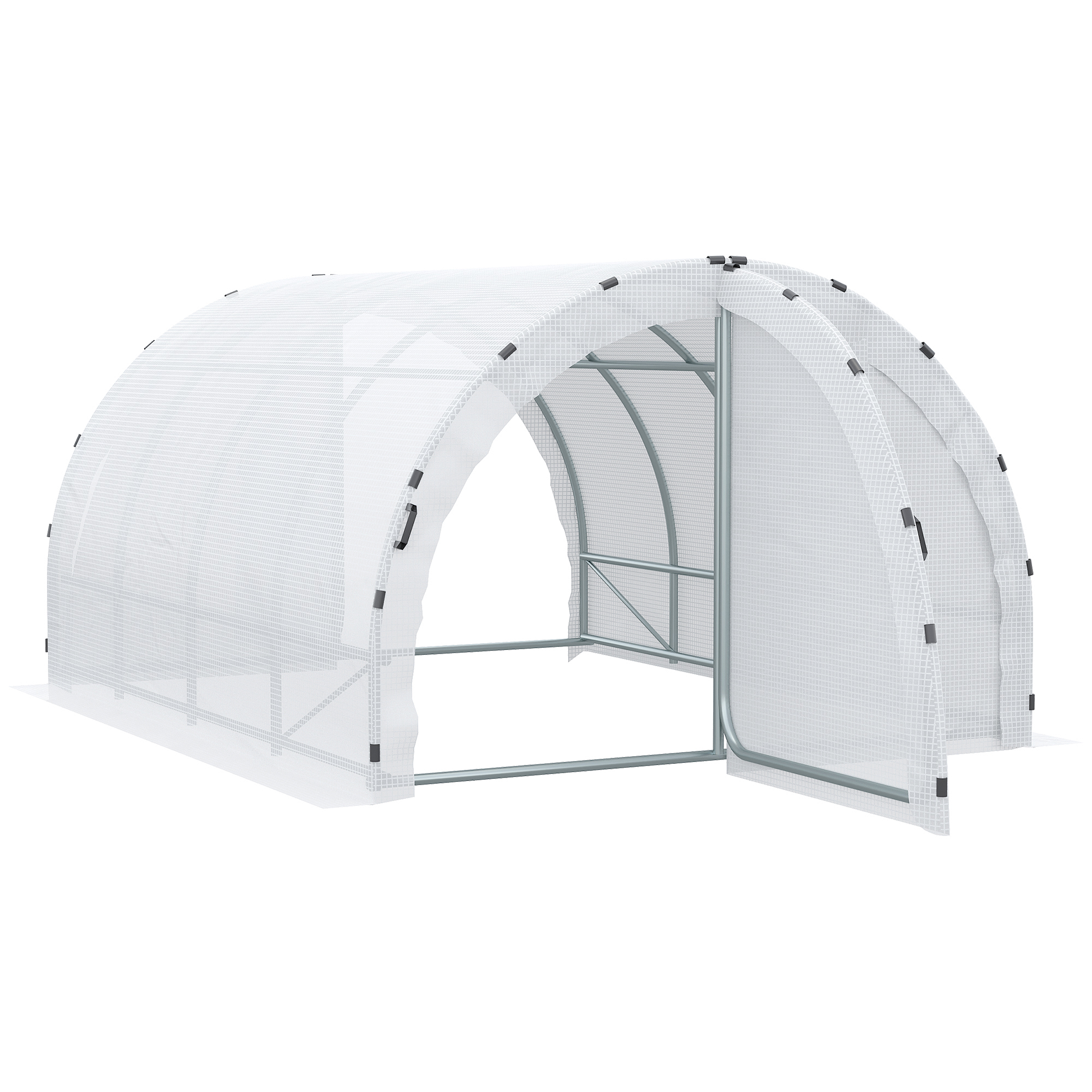 Outsunny Serra da Giardino Tunnel Superficie Terra 12 m² 4L x 3l x 2H m Struttura Tubolare Rinforzata 25 mm Doppia Porta con maniglie Bianco Outsunny Serra da Giardino Tunnel Superficie Terra 12 m² 4L x 3l x 2H m Struttura Tubolare Rinforzata 25 mm Doppia Porta con maniglie Bianco