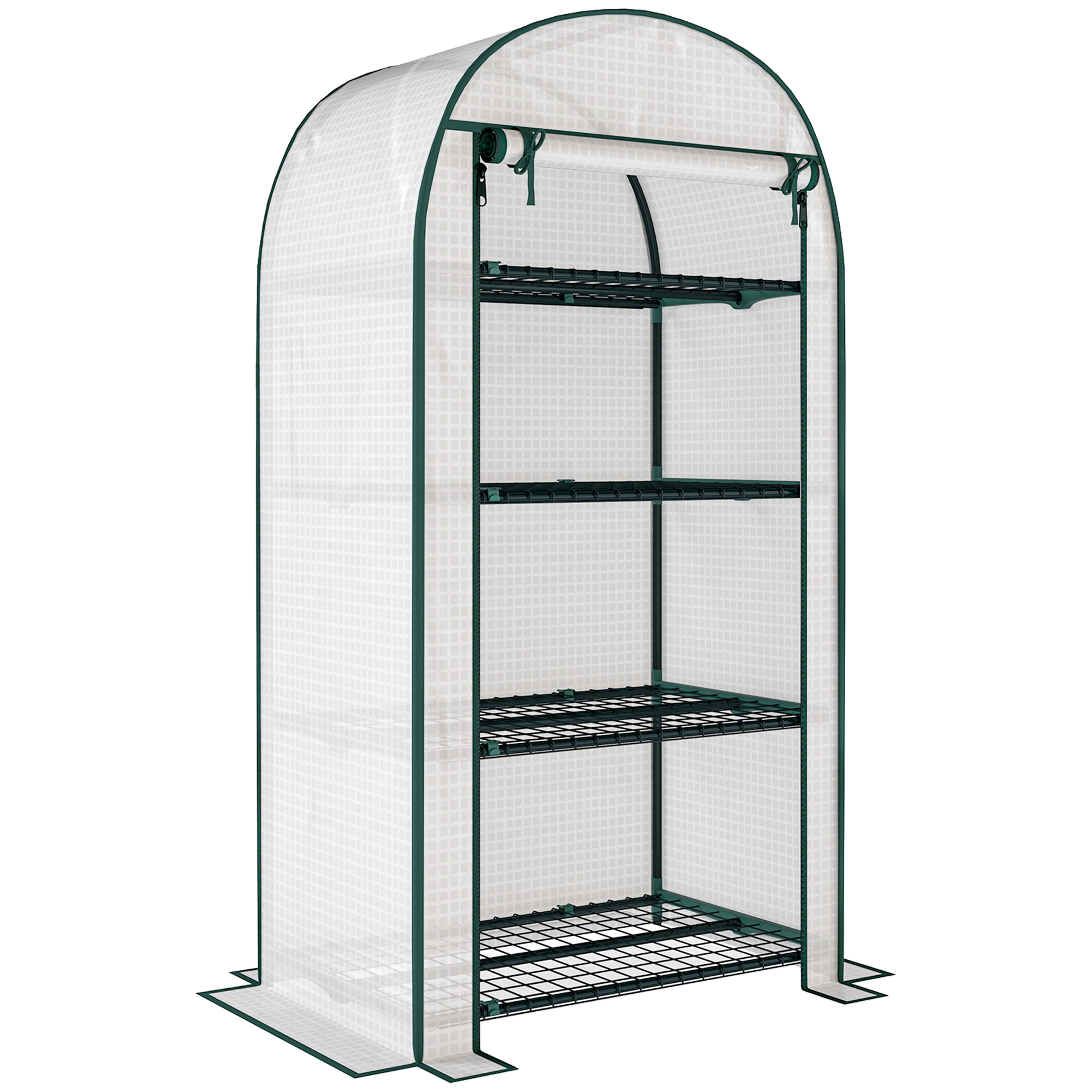 Outsunny Serra da Giardino Verticale con 4 Ripiani in Metallo e Copertura in PE, 80x50x160 cm, Bianco Aosom Italy