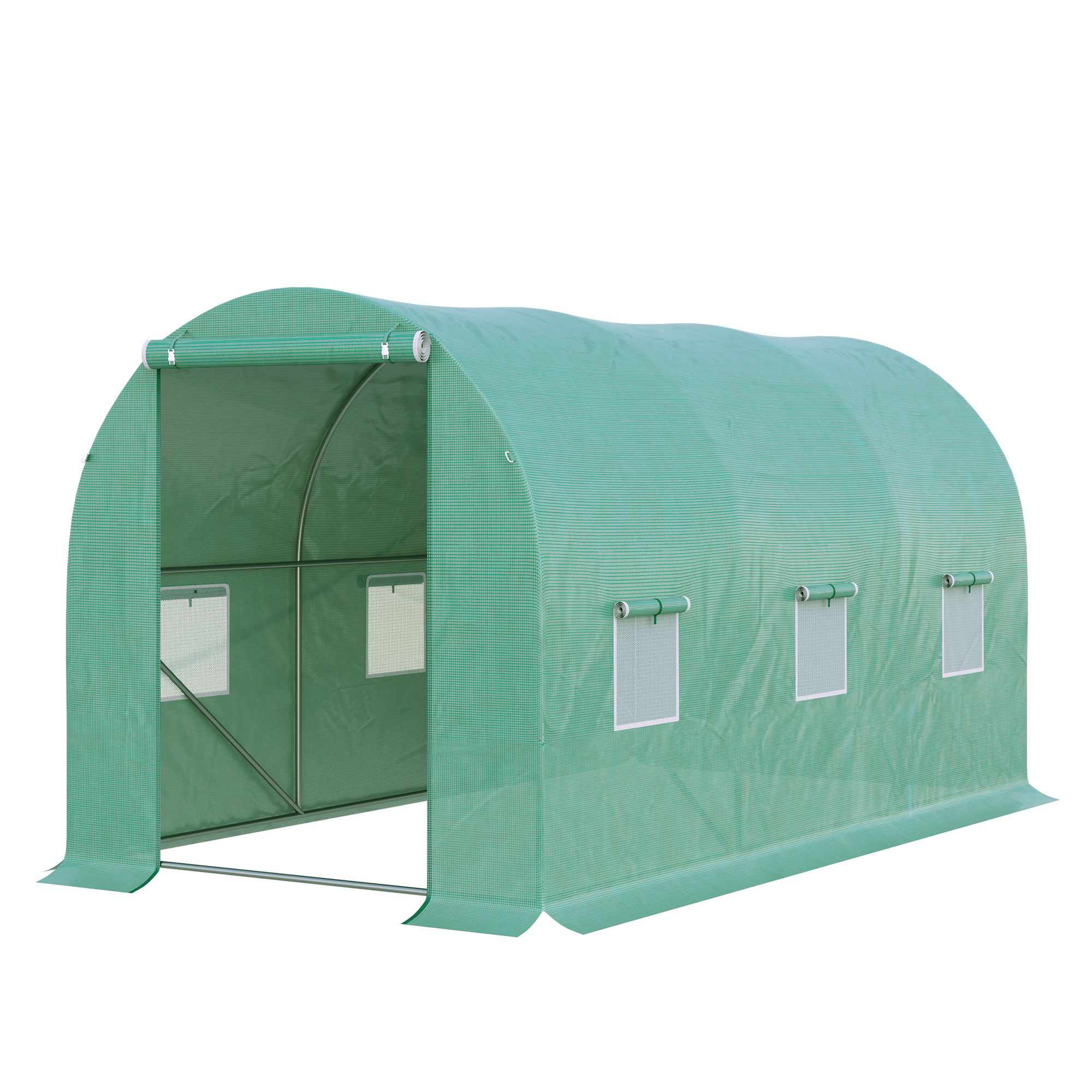 Outsunny Serra di Giardino Tunnel 8 m² 4L x 2P x 1,9H m Acciaio galvanizzato rinforzato diametro 2,4 cm + PE Alta densità finestrini Porta Verde Outsunny Serra di Giardino Tunnel 8 m² 4L x 2P x 1,9H m Acciaio galvanizzato rinforzato diametro 2,4 cm + PE Alta densità finestrini Porta Verde
