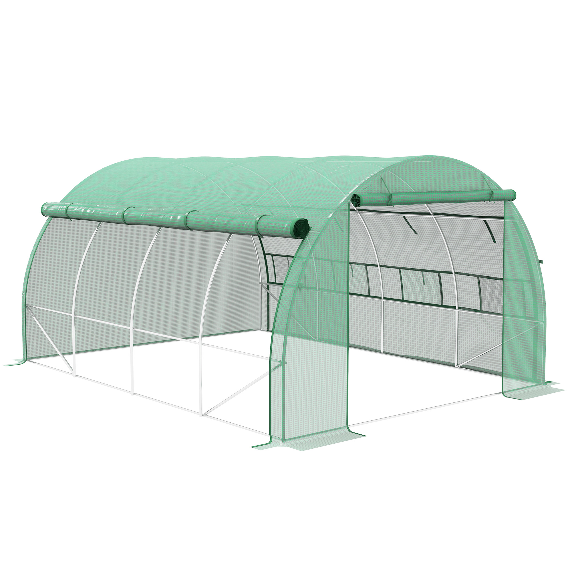 Outsunny Serra in pellicola, Tunnel, percorribile, finestra a rete, telaio in metallo, 4x3x2m, Verde Outsunny Serra in pellicola, Tunnel, percorribile, finestra a rete, telaio in metallo, 4x3x2m, Verde