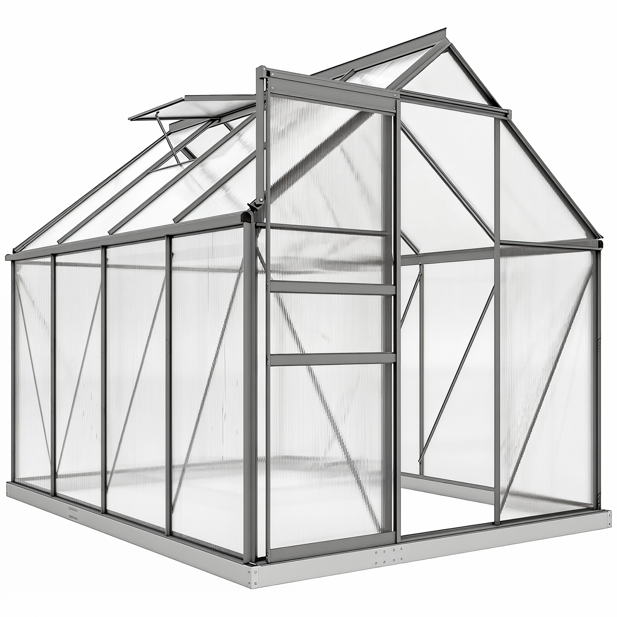 Outsunny Serra in Policarbonato e Alluminio con Finestra Apribile e Porta Scorrevole, 190x253x199 cm, Grigio Scuro Aosom Italy