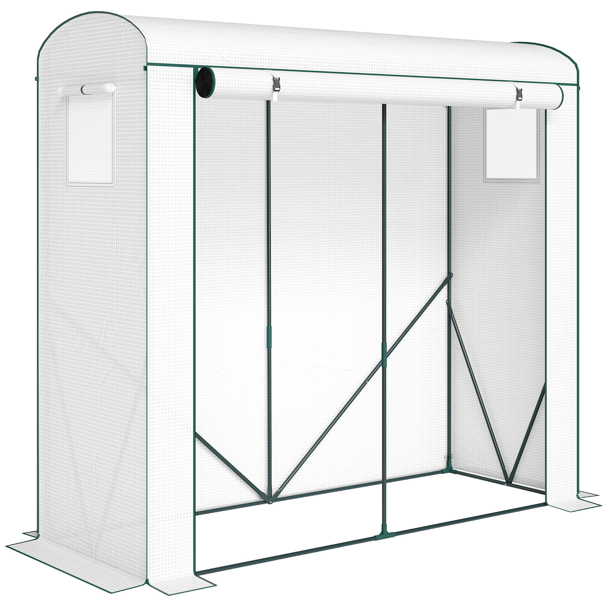 Outsunny Serra in telo con finestre a rete e porta avvolgibile, 200x75x188 cm, bianco Aosom Italy