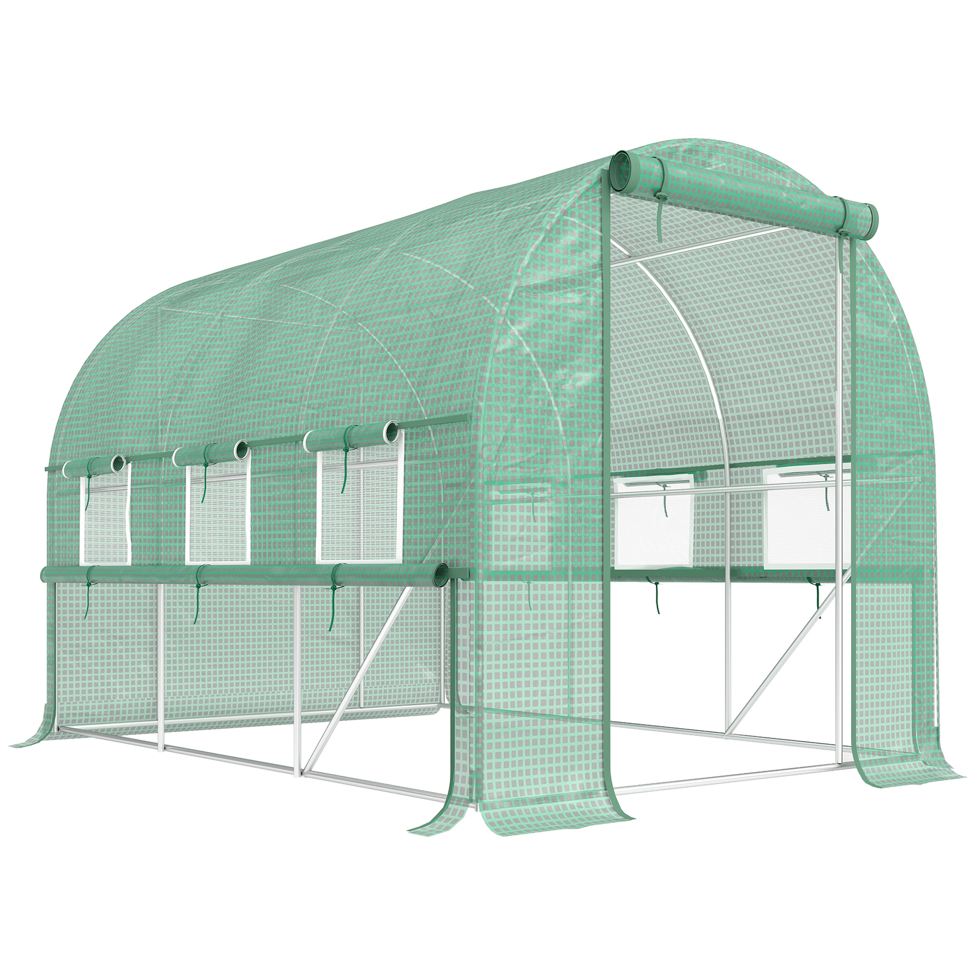 Outsunny Serra per Orto 3x2x2m in Acciaio e Copertura PE, Porte con Zip e Finestre a Rete, Verde Aosom Italy Outsunny Serra per Orto 3x2x2m in Acciaio e Copertura PE, Porte con Zip e Finestre a Rete, Verde Aosom Italy