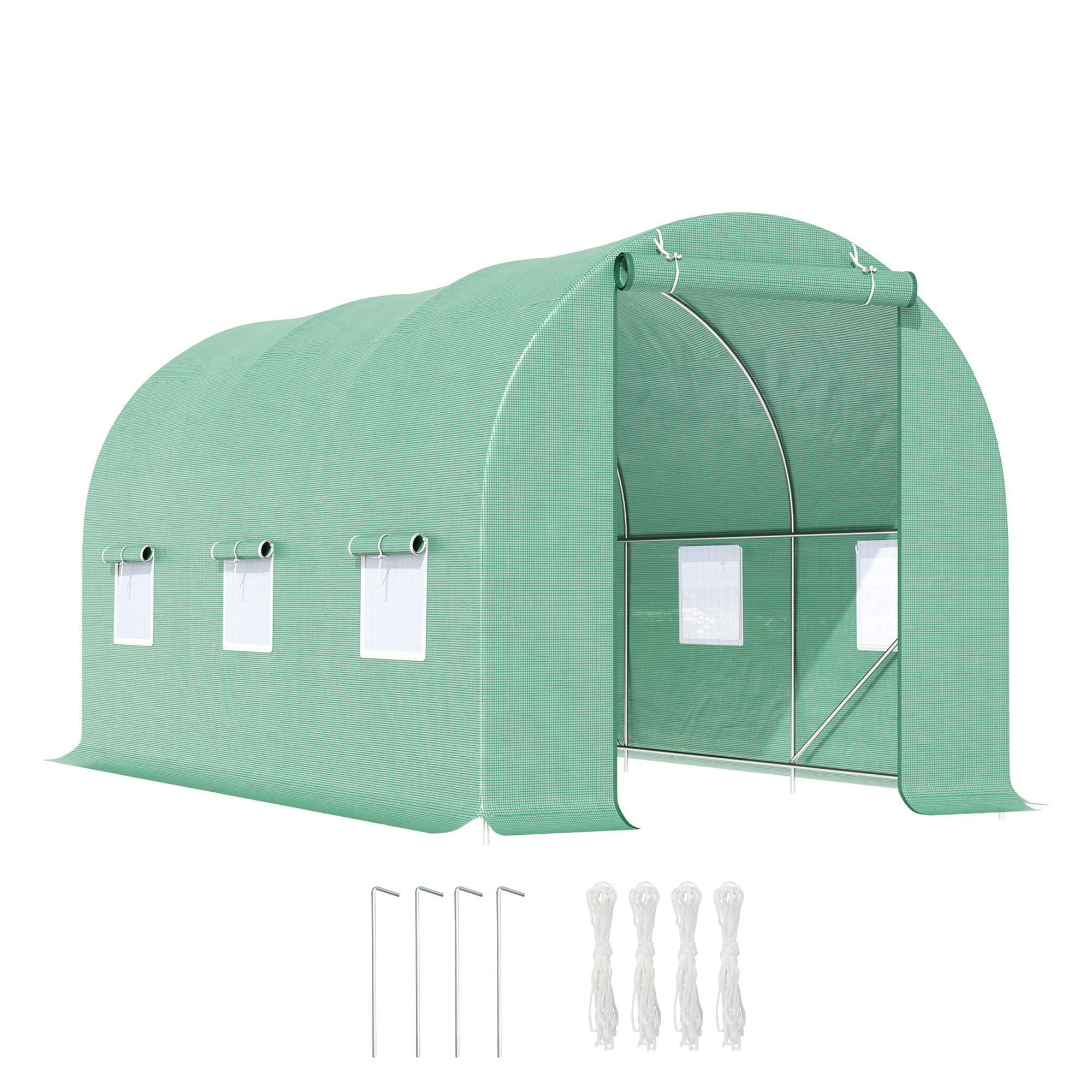 Outsunny Serra per Orto a Tunnel 4.5x2x2m Struttura in Acciaio e Copertura in PE Anti-Raggi UV con 6 Finestre e Porta Avvolgibile, Verde Aosom Outsunny Serra per Orto a Tunnel 4.5x2x2m Struttura in Acciaio e Copertura in PE Anti-Raggi UV con 6 Finestre e Porta Avvolgibile, Verde Aosom