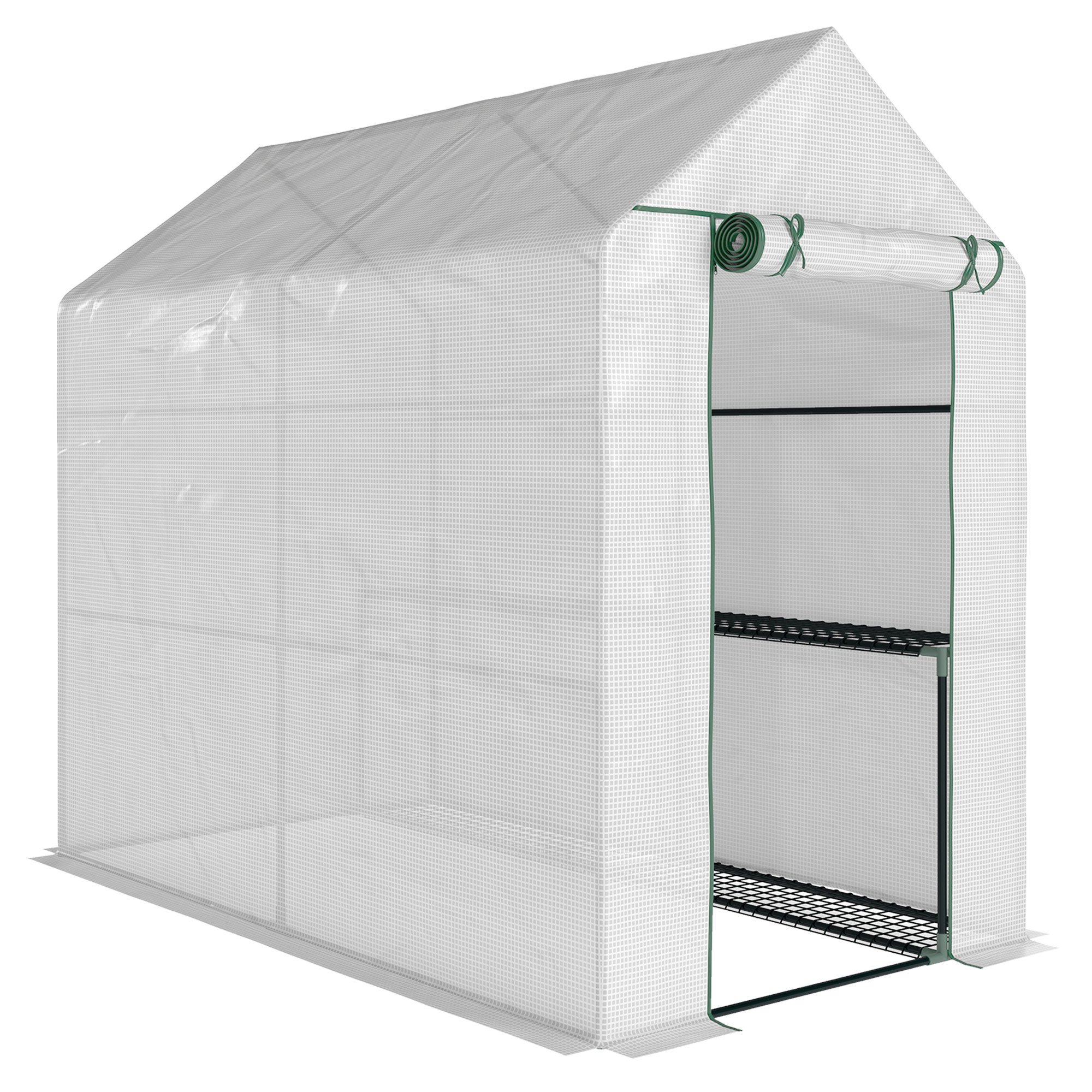 Outsunny Serra per orto da Giardino con Rivestimento in PE, Porta a Cerniera e 4 Ripiani, 186x120x190cm, Bianco Aosom Italy