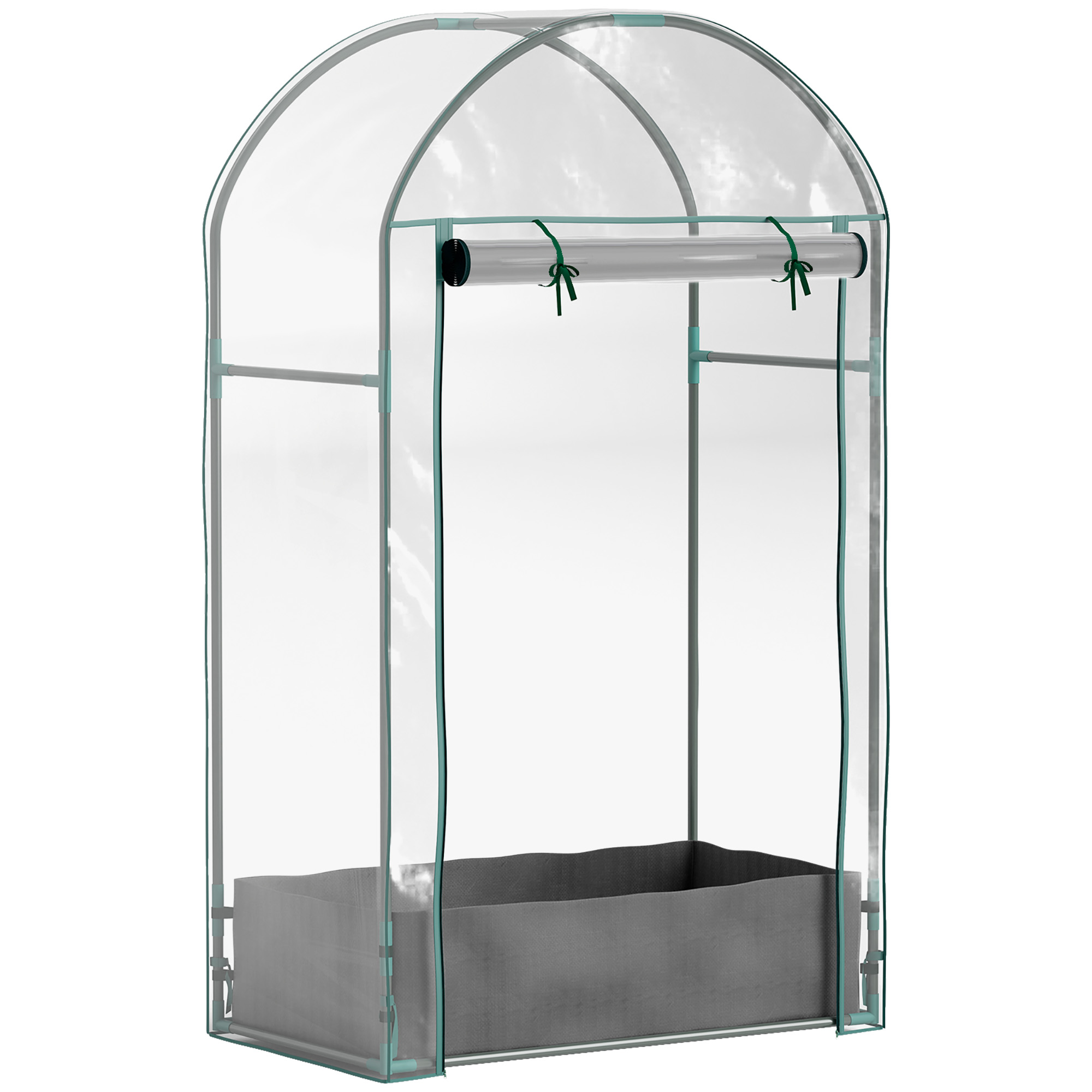 Outsunny Serra per Orto in Acciaio e Plastica con Sacca in PE impermeabile e Porta Avvolgibile, 89x50x152 cm, Trasparente Aosom