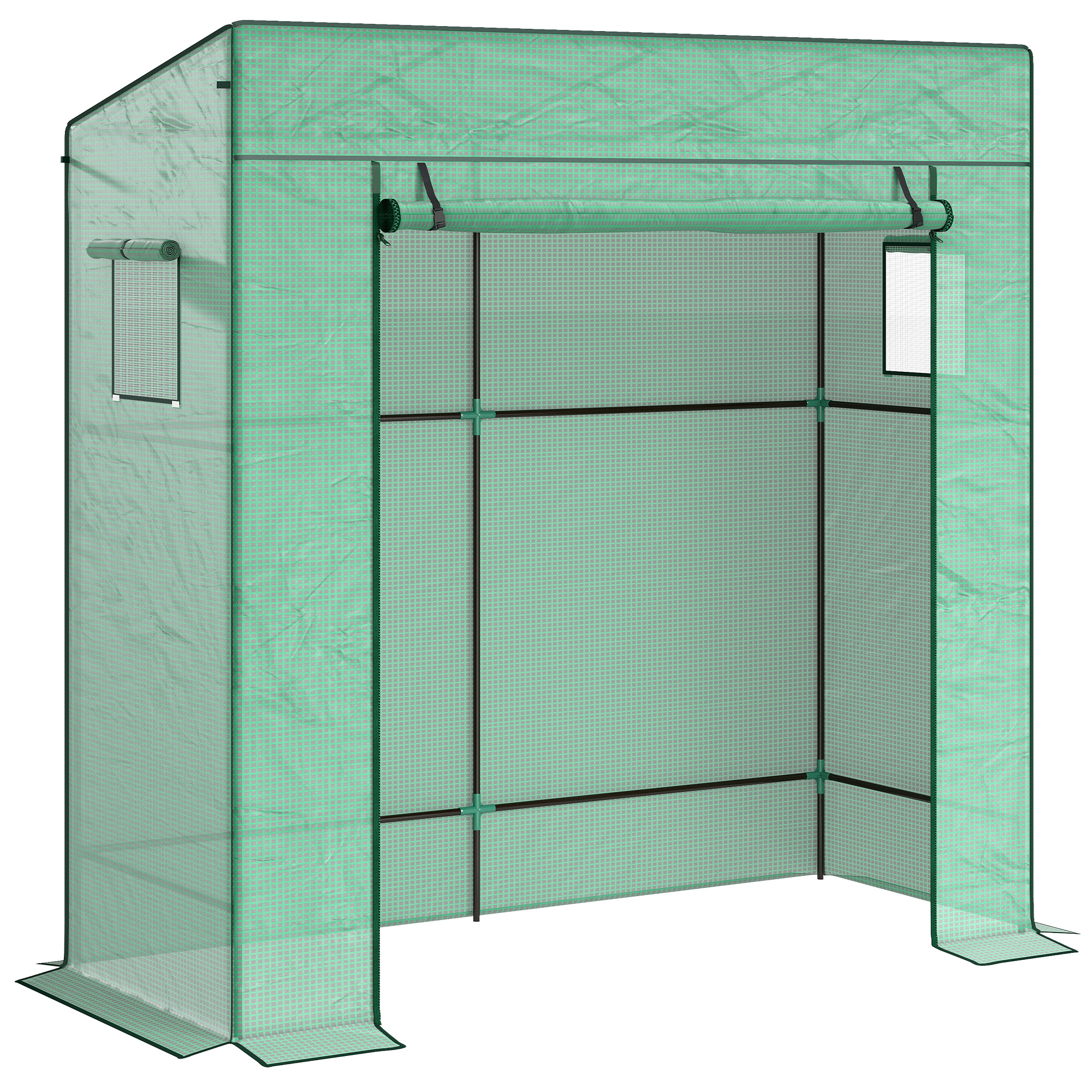 Outsunny Serra per Piante con 2 Finestre Laterali a Rete e Ingresso Avvolgibile, in PE e Acciaio, 196x77x197 cm, Verde Aosom Italy Outsunny Serra per Piante con 2 Finestre Laterali a Rete e Ingresso Avvolgibile, in PE e Acciaio, 196x77x197 cm, Verde Aosom Italy