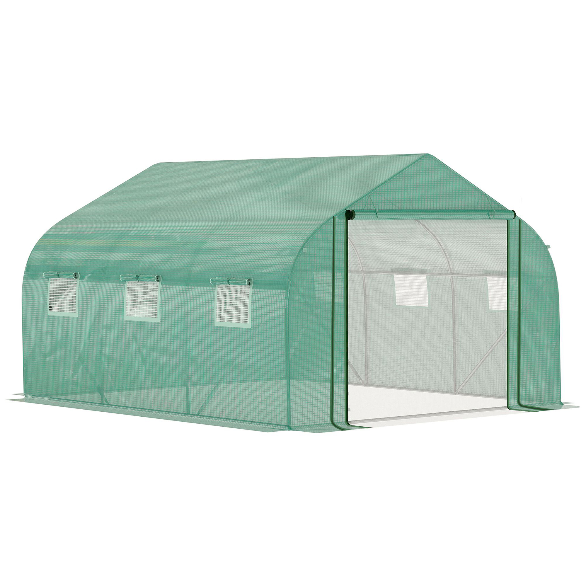Outsunny Serra per Piante con Porta Avvolgibile e 6 Finestre in PE Anti-Raggi UV, Serra per Orto Struttura in Acciaio,347x300x200cm,Verde Aosom Italy Outsunny Serra per Piante con Porta Avvolgibile e 6 Finestre in PE Anti-Raggi UV, Serra per Orto Struttura in Acciaio,347x300x200cm,Verde Aosom Italy