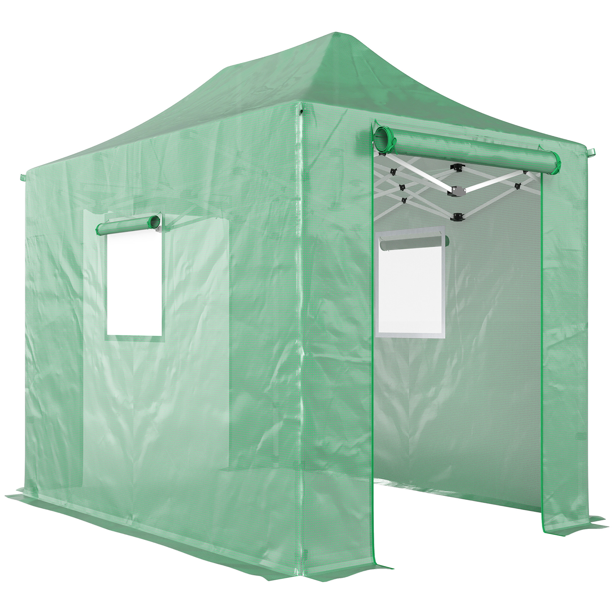 Outsunny Serra Pop-Up ca. 200x300x270 cm Pieghevole con tetto a capanna, porte e finestre con zip Aosom Italy