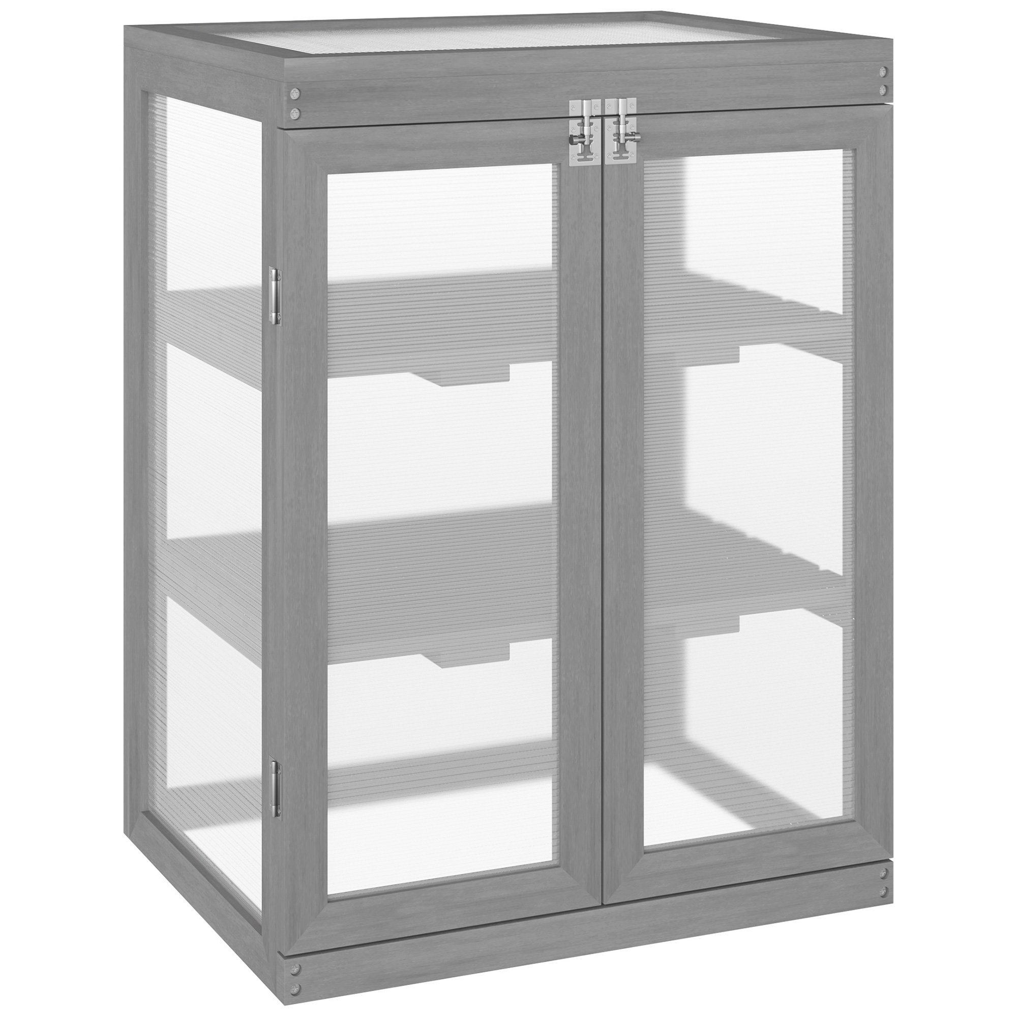Outsunny Serra Trasparente per Esterni con 2 Ripiani Inseribili e Rimovibili, in Legno e Policarbonato, 58x44x78 cm Aosom Italy Outsunny Serra Trasparente per Esterni con 2 Ripiani Inseribili e Rimovibili, in Legno e Policarbonato, 58x44x78 cm Aosom Italy