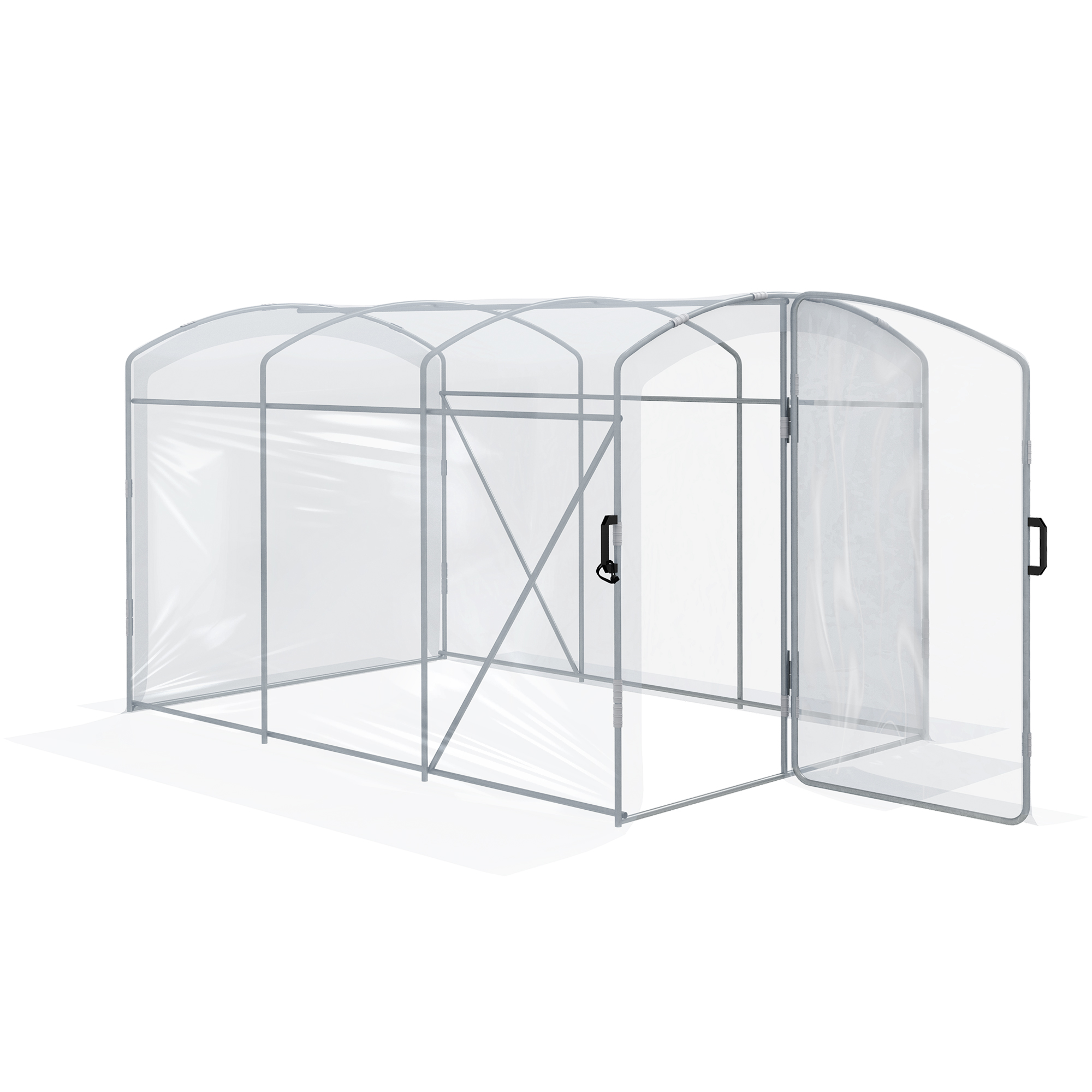 Outsunny Serra tunnel, calpestabile, telo trasparente, telaio in acciaio zincato, 3 x 2 x 2m Aosom Italy