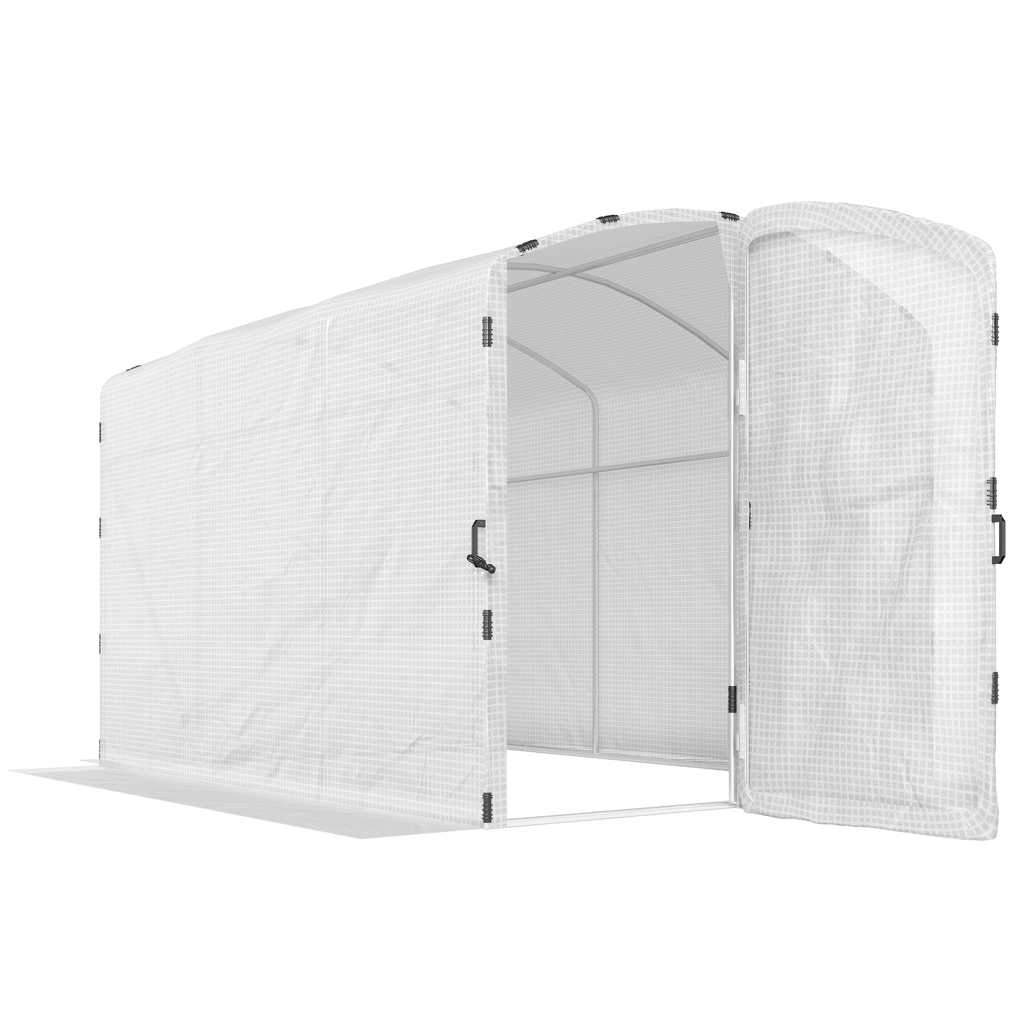 Outsunny Serra tunnel in telo 6 m², serra tunnel 300x200x195cm, telo in PE 220 g/m², bordi allungati 50 cm, con porta, Bianco Aosom Italy