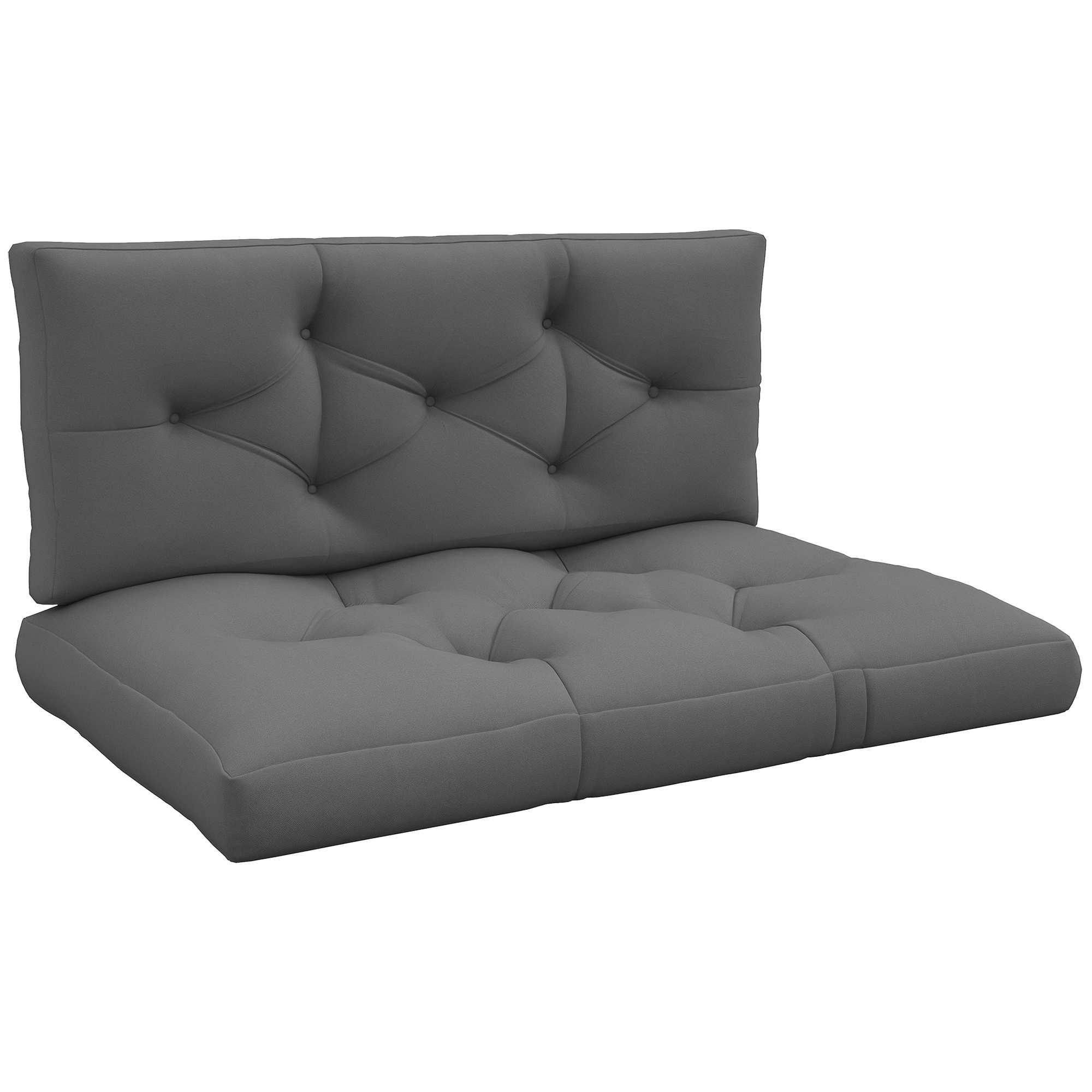 Outsunny Set 2 Cuscini da Giardino per Divani e Pallet in Poliestere con Imbottitura Spessa, Grigio