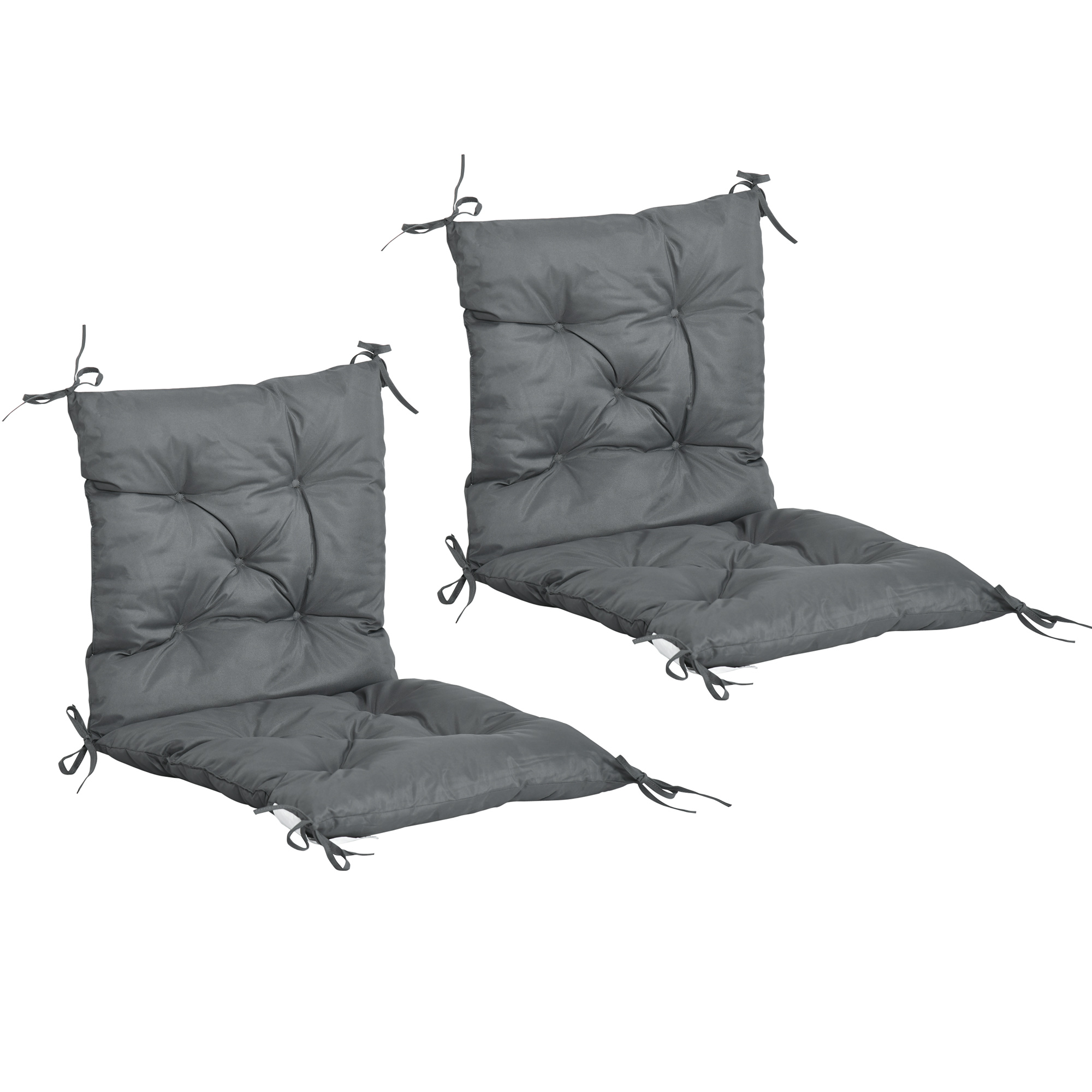 Outsunny Set 2 Cuscini per Sedie da Esterno in Poliestere e Cotone con Lacci, 50x98x8 cm, Grigio Aosom Italy Outsunny Set 2 Cuscini per Sedie da Esterno in Poliestere e Cotone con Lacci, 50x98x8 cm, Grigio Aosom Italy
