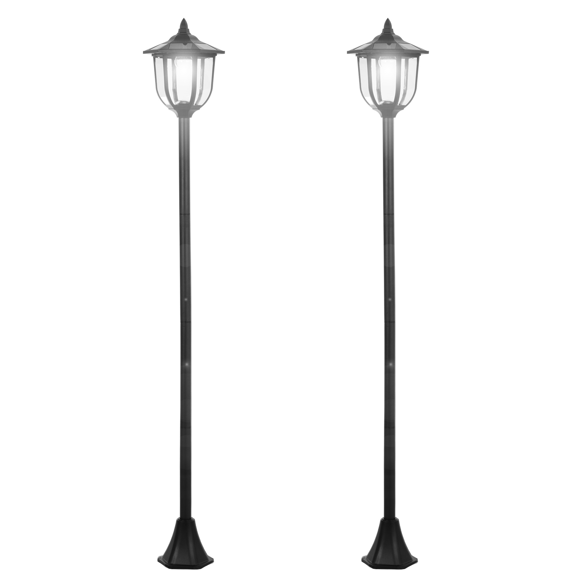 Outsunny Set 2 Lampioncini Solari da Esterno con 6 Luci LED IP44, Ø26.5 x 177cm, Nero Aosom Italy