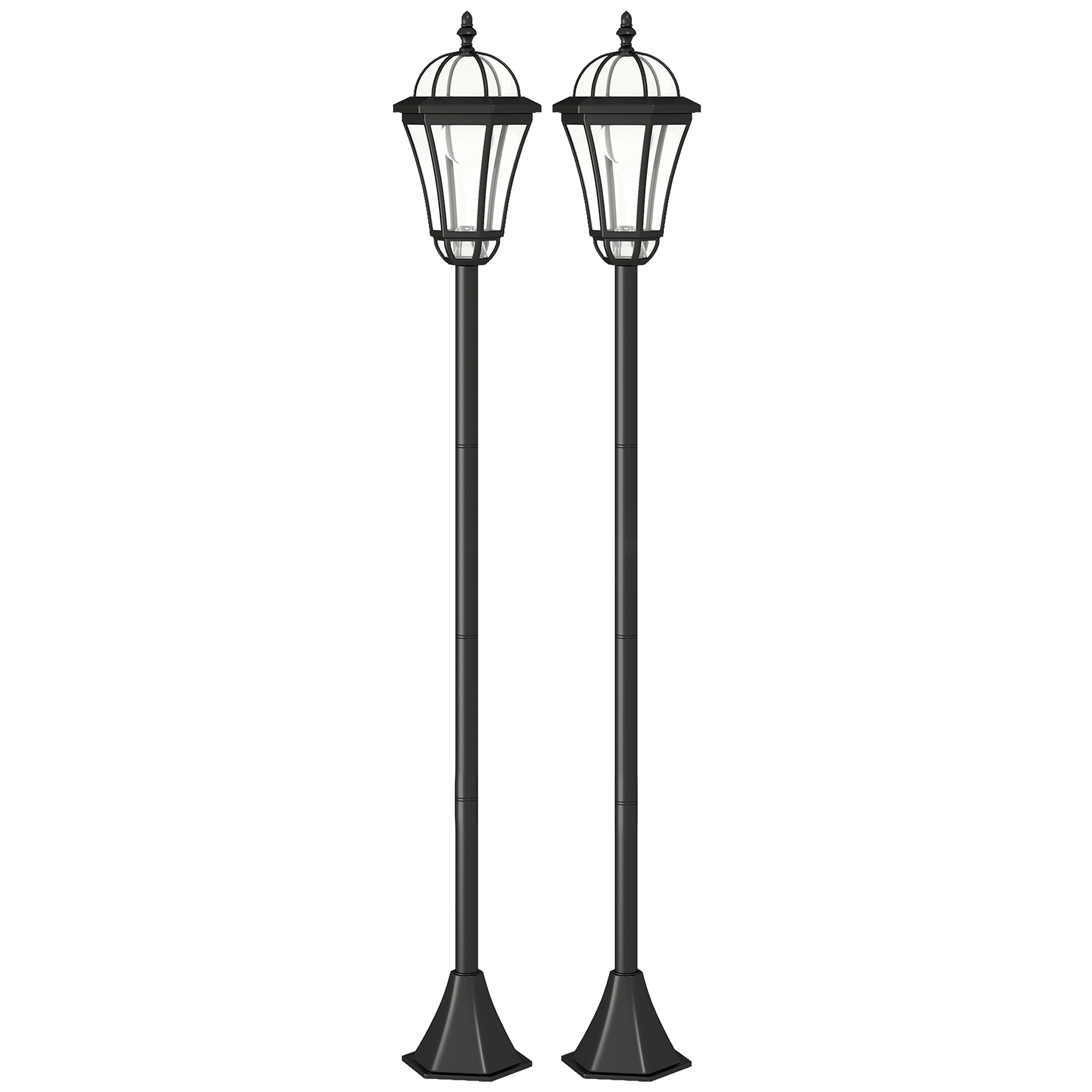Outsunny Set 2 Lampioni Solari per Giardino con 2 LED e Accensione Automatica, Nero Aosom