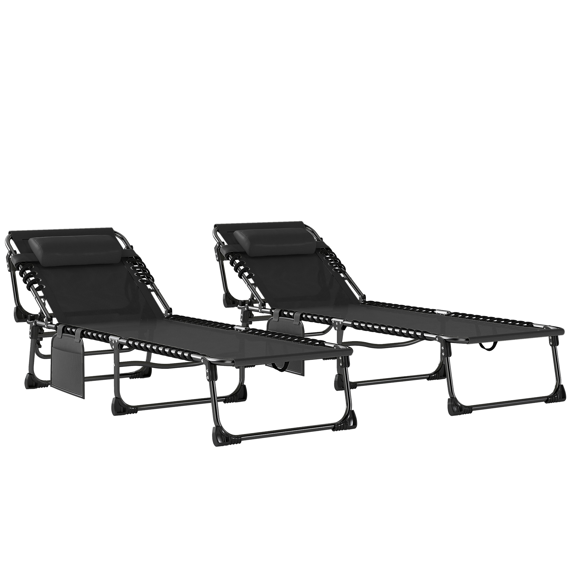 Outsunny Set 2 Lettini Prendisole da Giardino Pieghevoli e Reclinabili su 5 Livelli con Cuscini, 57x200x38 cm, Nero Aosom Italy Outsunny Set 2 Lettini Prendisole da Giardino Pieghevoli e Reclinabili su 5 Livelli con Cuscini, 57x200x38 cm, Nero Aosom Italy