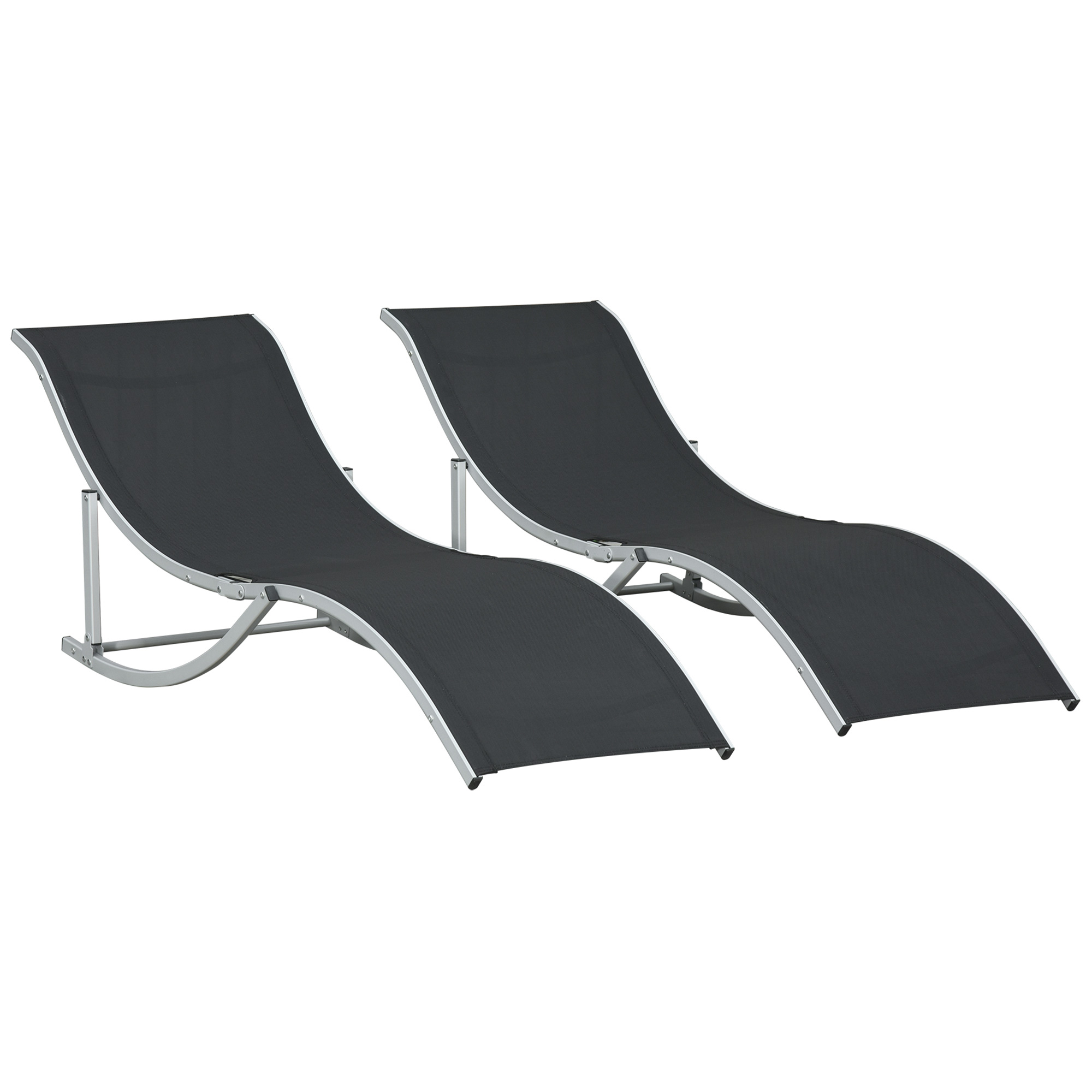 Outsunny Set 2 Sdraio da Giardino Pieghevoli in Alluminio e Texteline, 61x165x63 cm, Nero Aosom Italy Outsunny Set 2 Sdraio da Giardino Pieghevoli in Alluminio e Texteline, 61x165x63 cm, Nero Aosom Italy