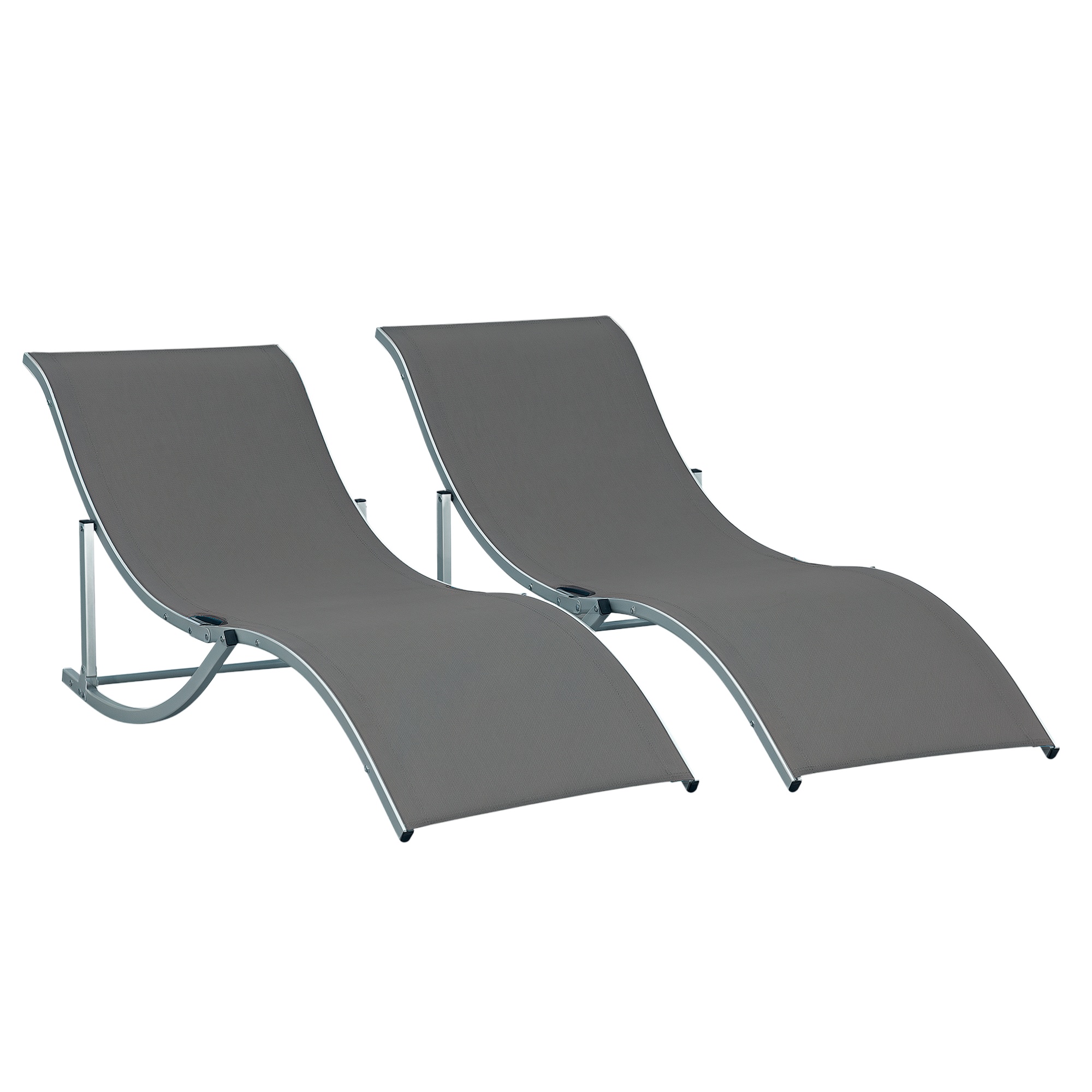 Outsunny Set 2 Sdraio da Giardino Pieghevoli, Lettino Prendisole in Alluminio e Textilene, 61x165x63 cm Aosom