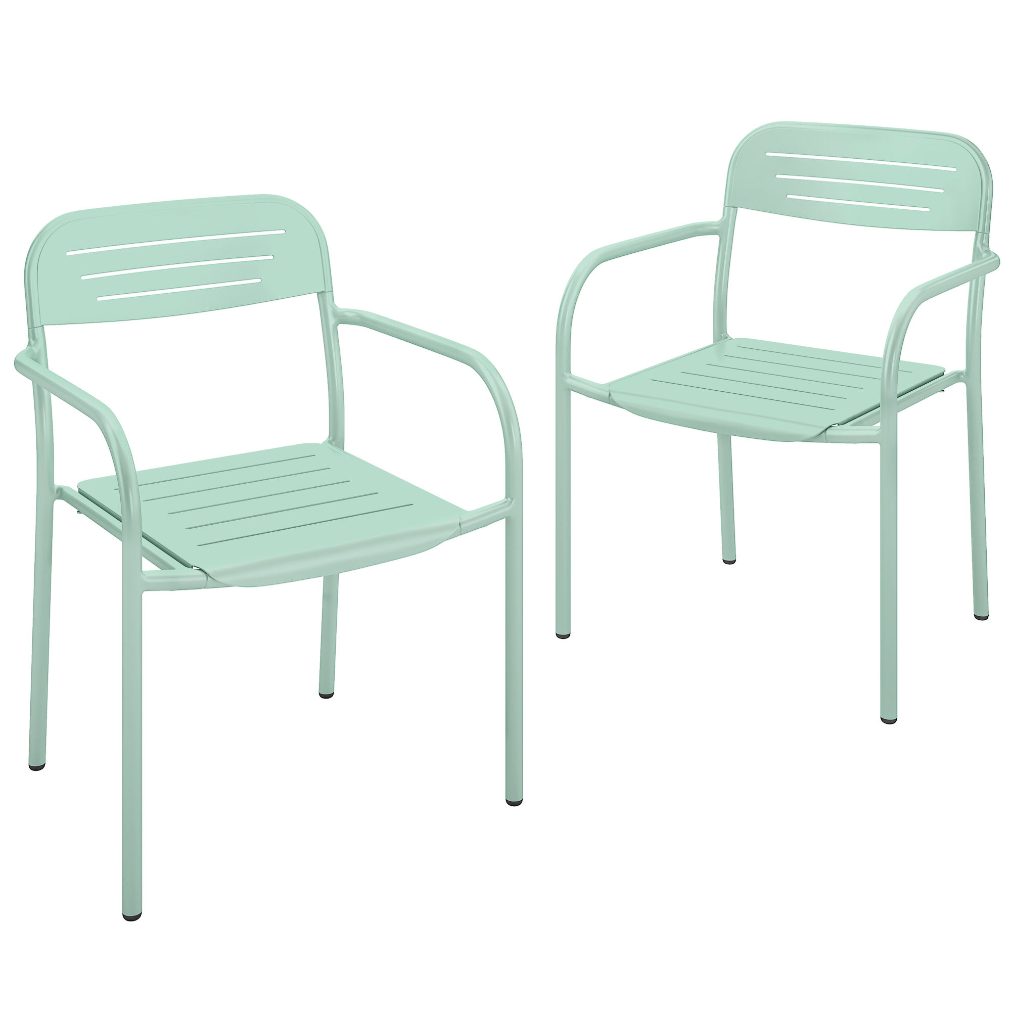 Outsunny Set 2 Sedie da Giardino Sedie da Terrazza Impilabili con Design a Lamelle e Braccioli 56 x 58 x 78 cm Verde Aosom Italy