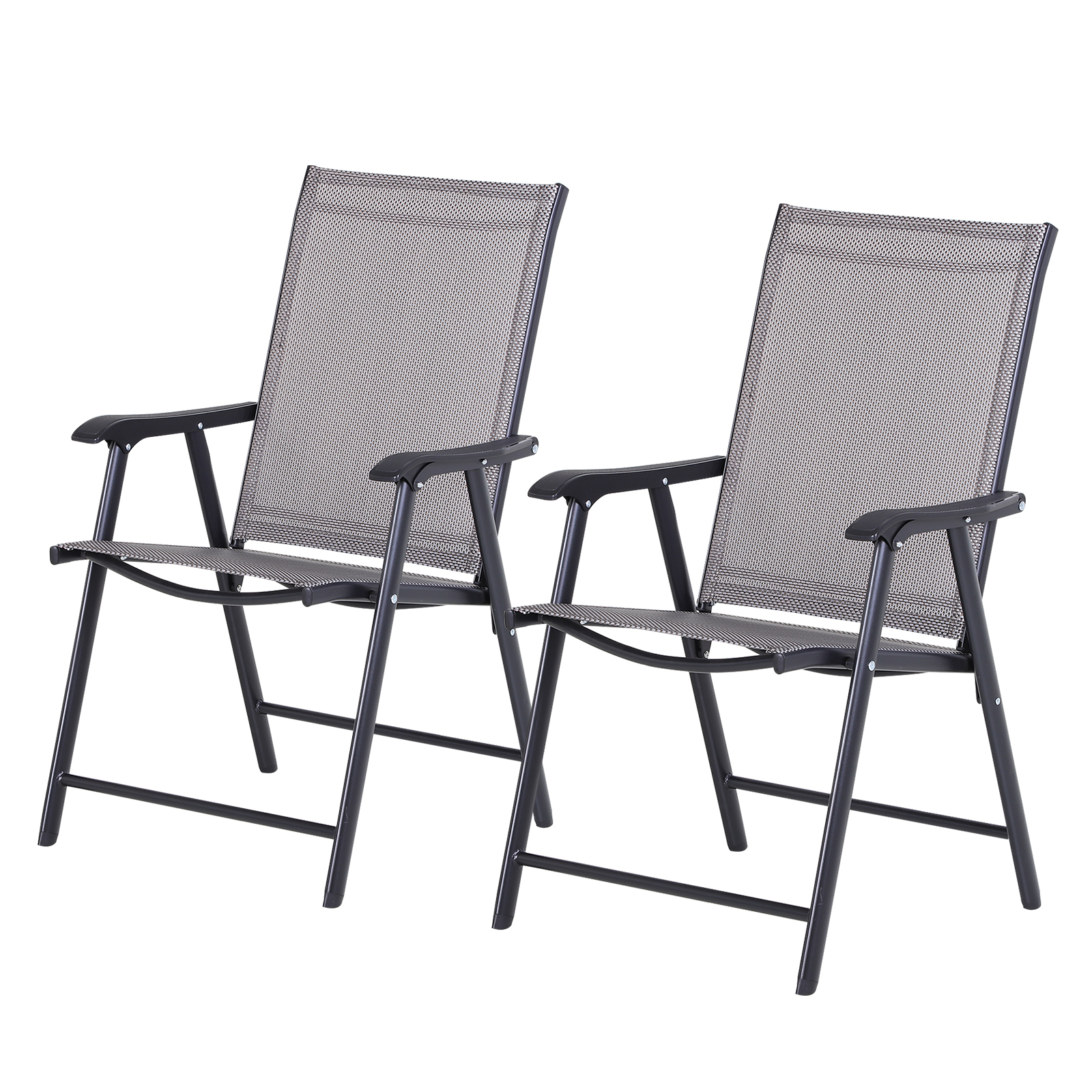 Outsunny Set 2 Sedie Pieghevoli da Esterni Acciaio e Textilene Per Giardino Veranda Terrazzo Grigio 58x64x94cm Aosom