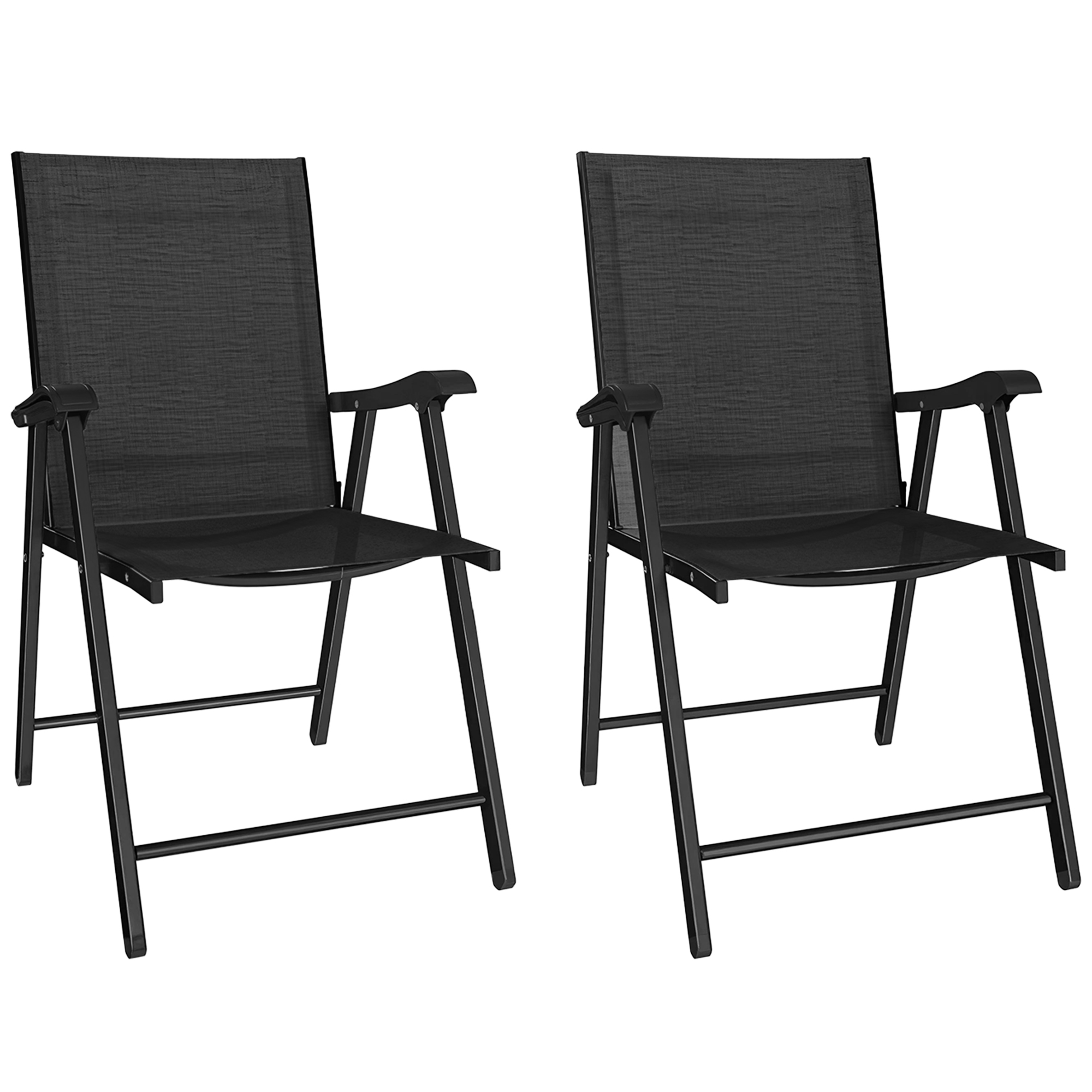 Outsunny Set 2 sedie pieghevoli giardino in texteline, 58x62x97 cm, Nero Aosom Italy