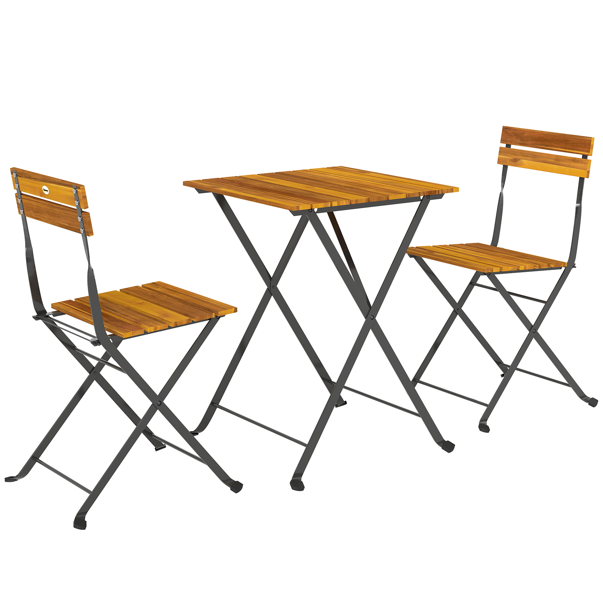 Outsunny Set 3 Pezzi da Pranzo per 2 Persone, Tavolo Pieghevole con 2 Sedie Pieghevoli, per Terrazza e Balcone, Teak Aosom Italy Outsunny Set 3 Pezzi da Pranzo per 2 Persone, Tavolo Pieghevole con 2 Sedie Pieghevoli, per Terrazza e Balcone, Teak Aosom Italy