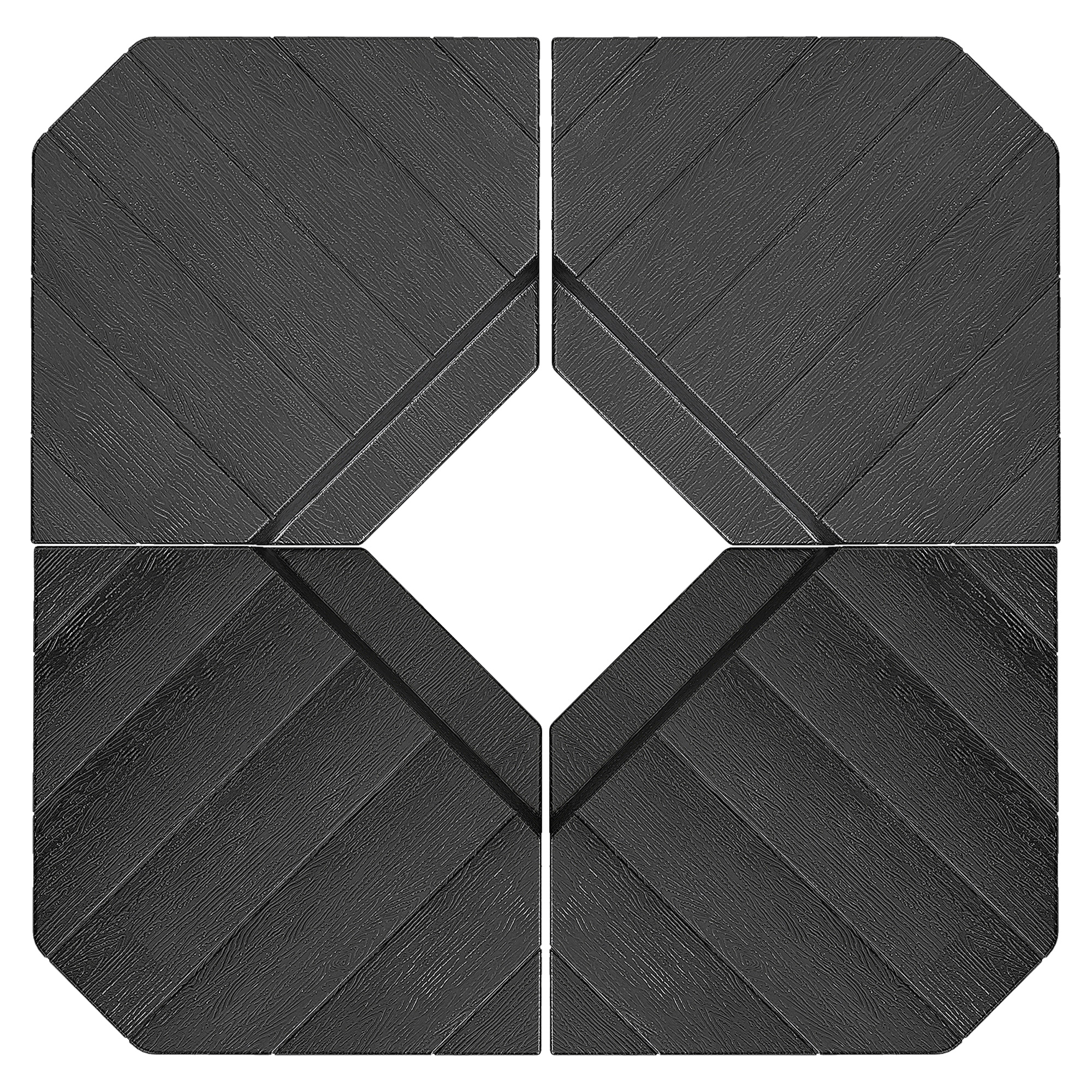 Outsunny Set 4 Mattonelle Base per Ombrellone a Braccio Riempibili con Acqua o Sabbia fino a 80 kg, Nero